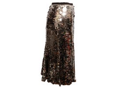 Gold & Black Prada Sequined Silk Knee-Length Skirt Size IT 40