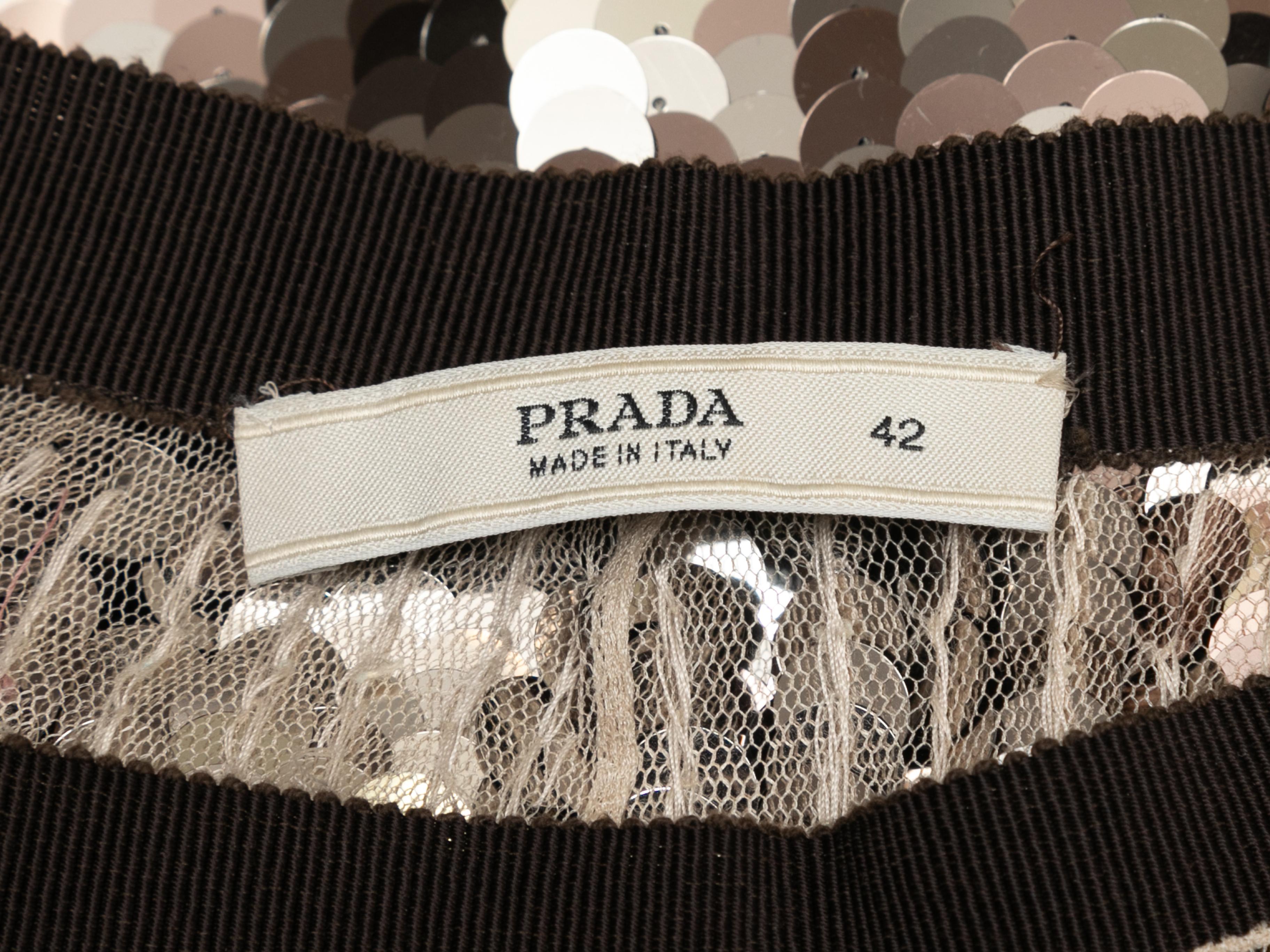 Women's Gold & Black Prada Sequined Silk Knee-Length Skirt Size IT 40 For Sale