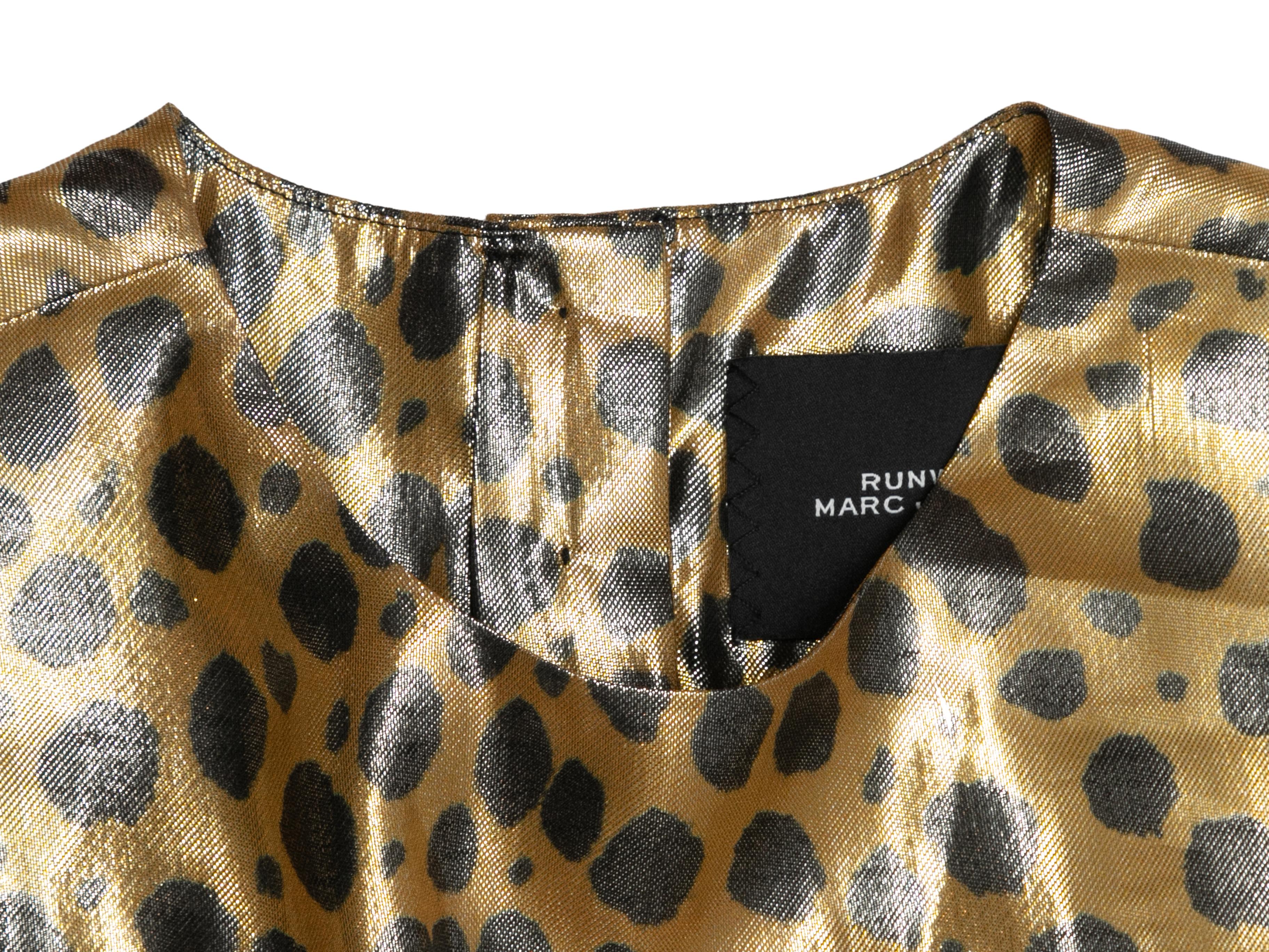 Gold & Black Runway Marc Jacobs Silk Cheetah Print Dress Size US 2 For Sale 1