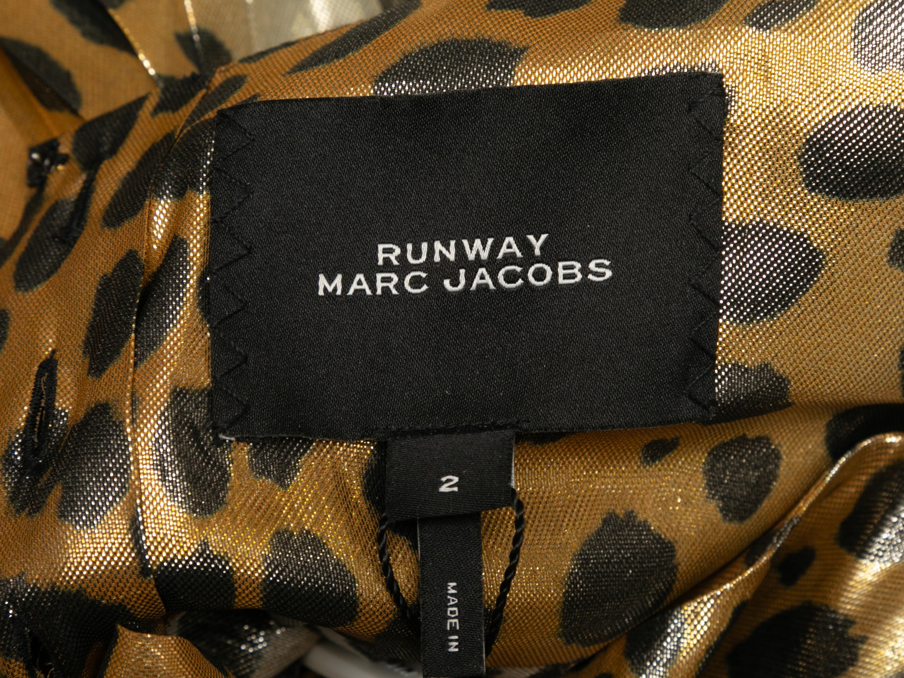 Gold & Black Runway Marc Jacobs Silk Cheetah Print Dress Size US 2 For Sale 2