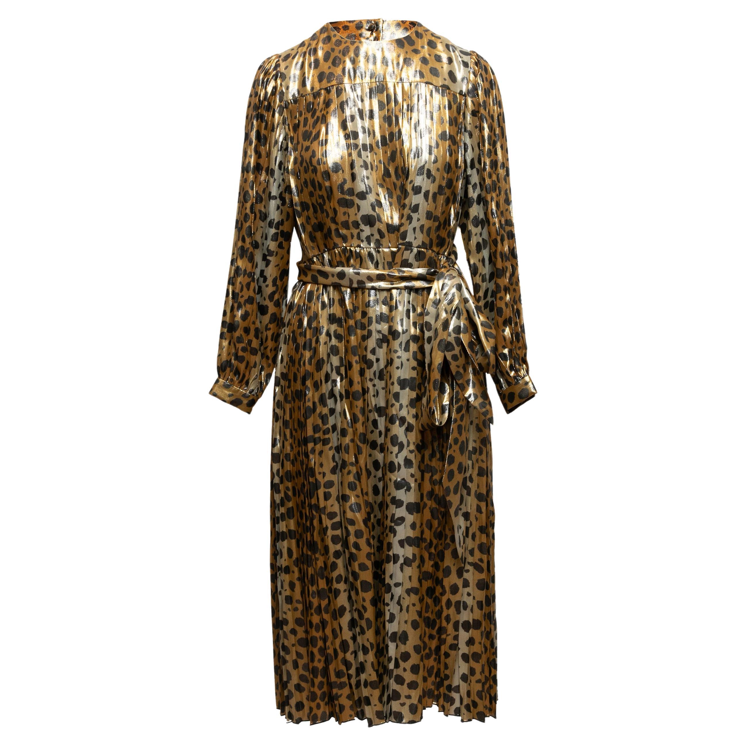 Gold & Black Runway Marc Jacobs Silk Cheetah Print Dress Size US 2 For Sale