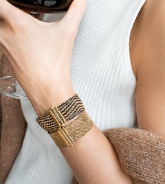 Gold & Black Silk Weaved Gatsby Cuff
