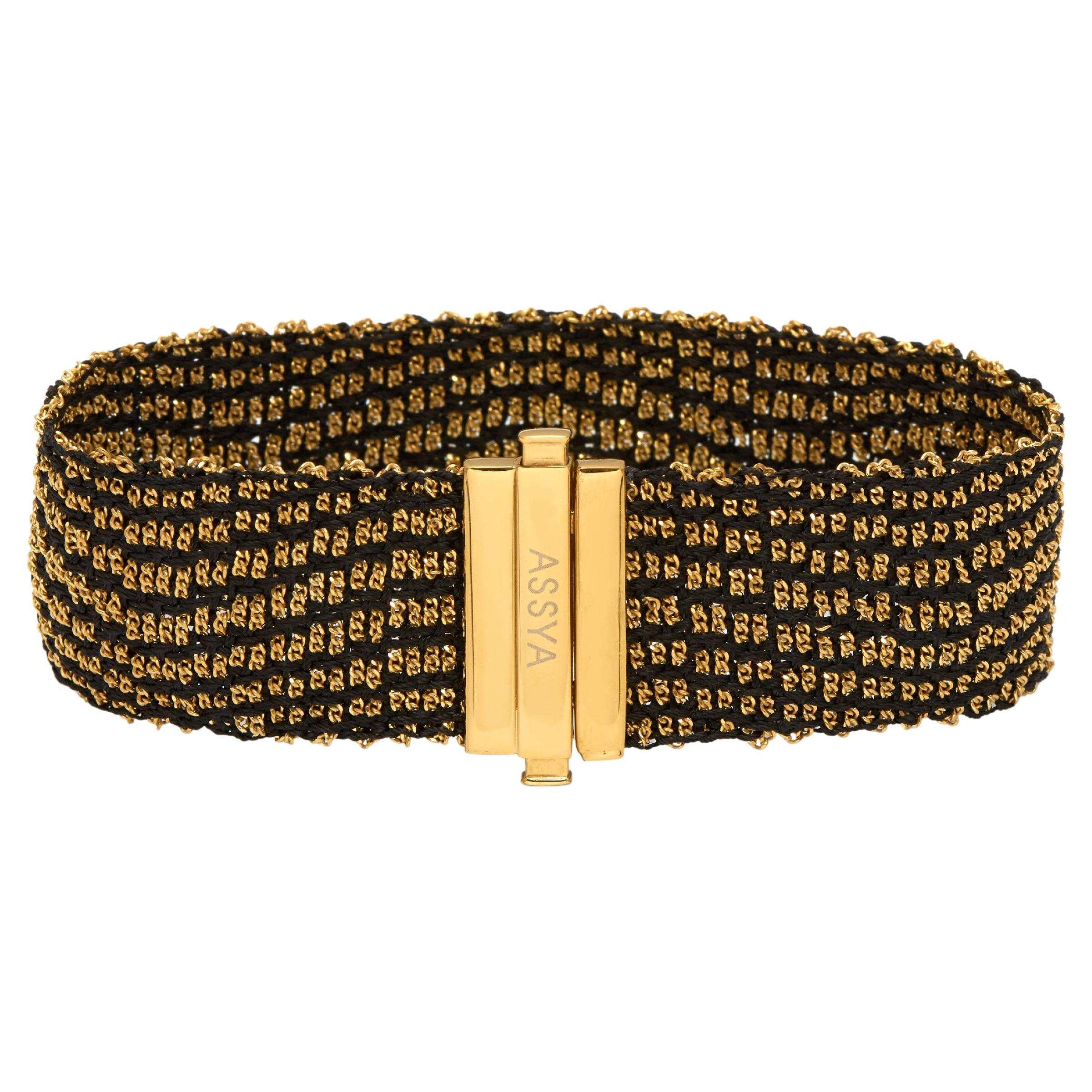 Gold & Black Silk Weaved Gatsby Cuff For Sale