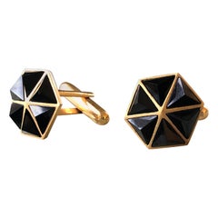 Gold Black Spinel Cufflinks by Lauren Harper