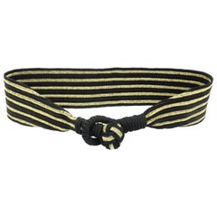 Used Gold & Black Striped Cummerbund Style Silk Belt