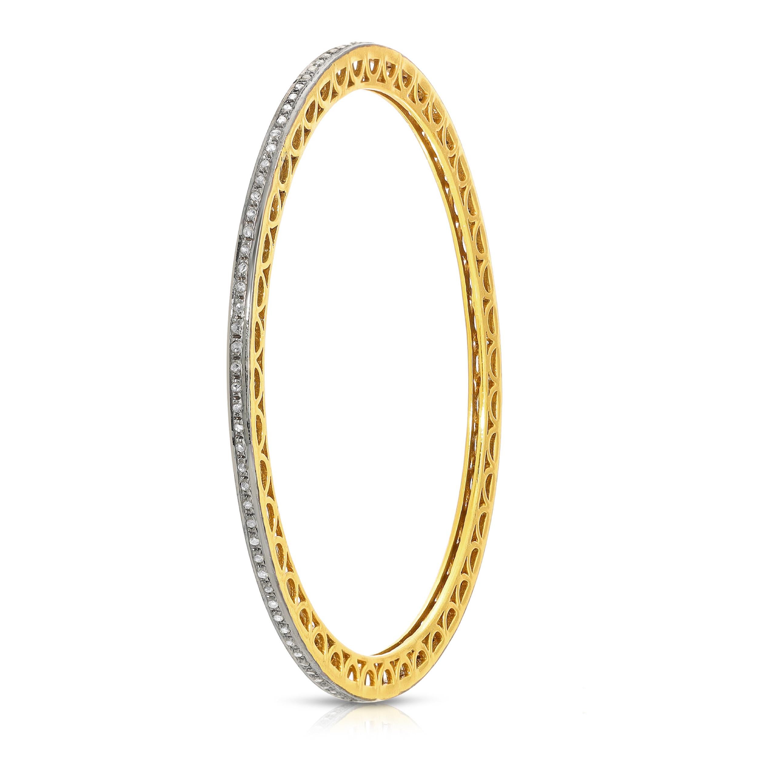 Taille mixte Bracelet jonc en or noirci avec diamants en vente