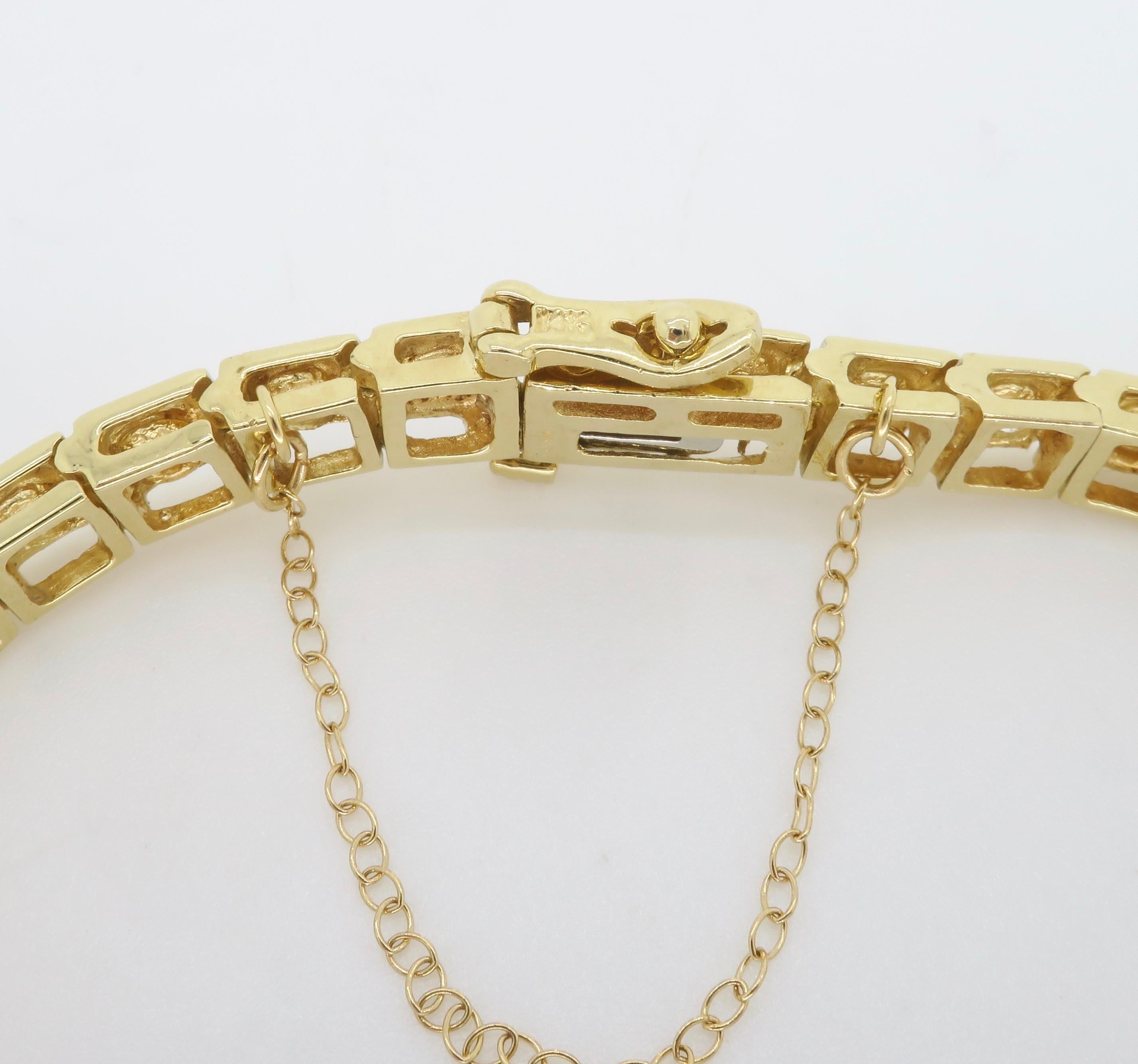 Gold Block and 3.20ctw Diamond Bracelet  For Sale 1