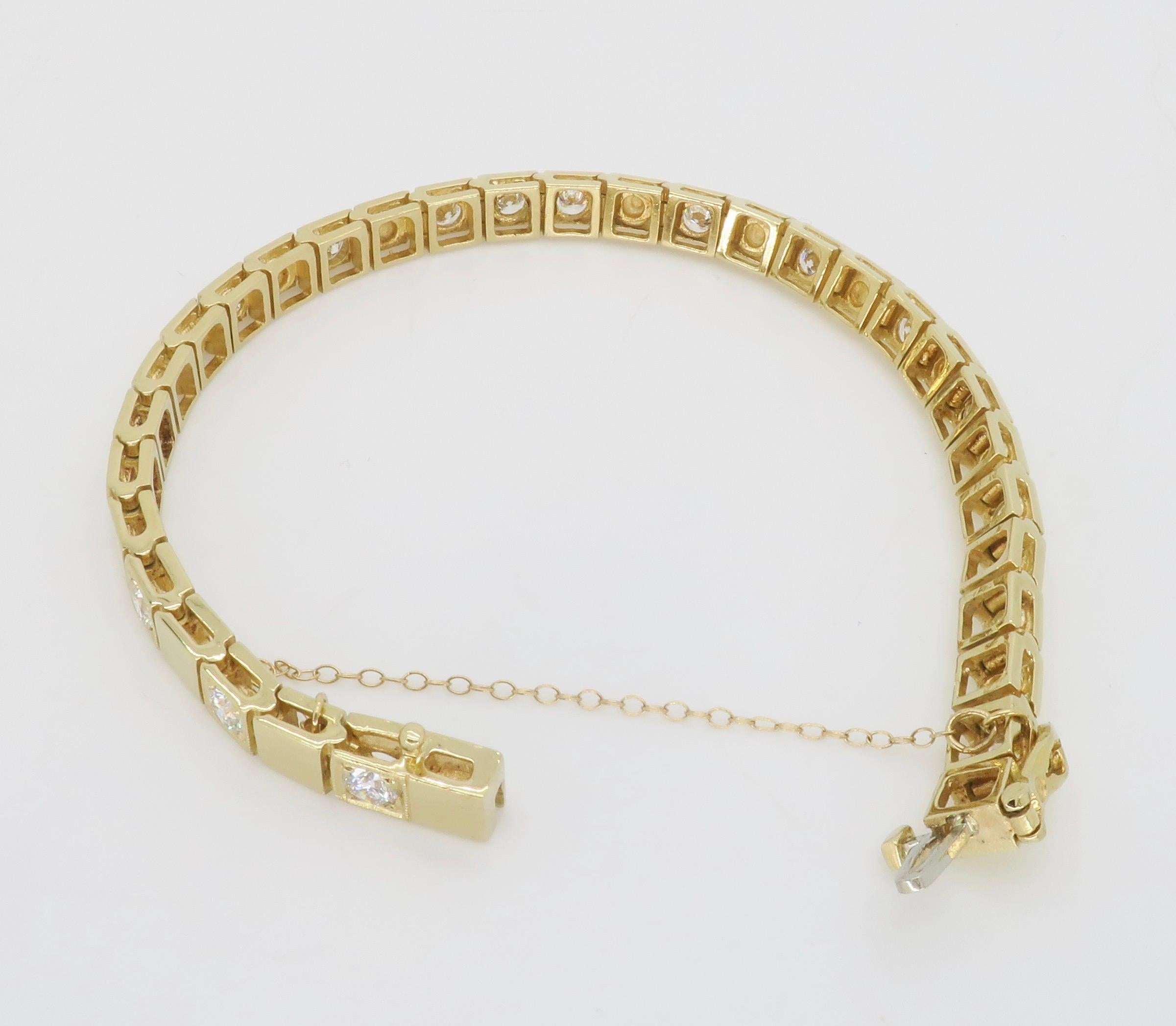 Gold Block and 3.20ctw Diamond Bracelet  For Sale 3