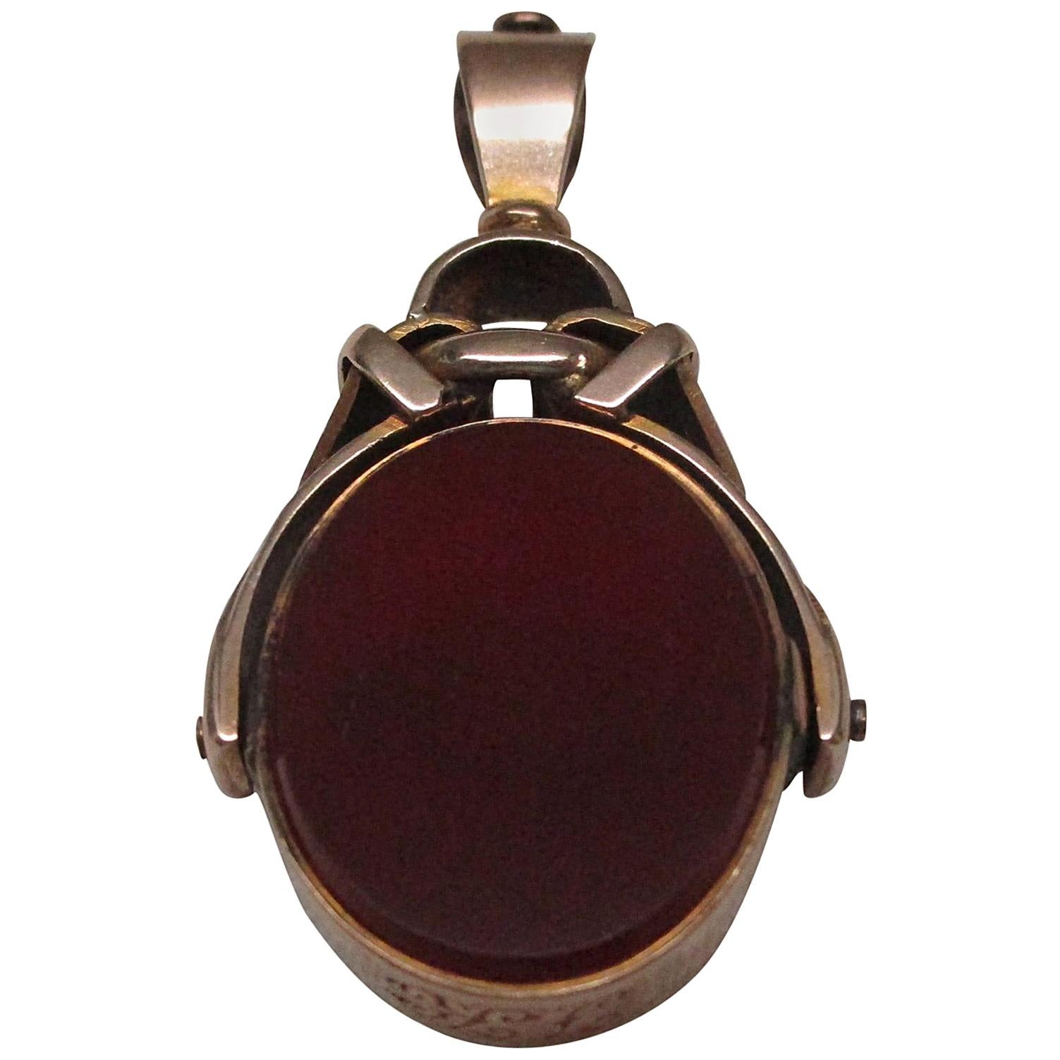 Gold Bloodstone and Carnelian Fob