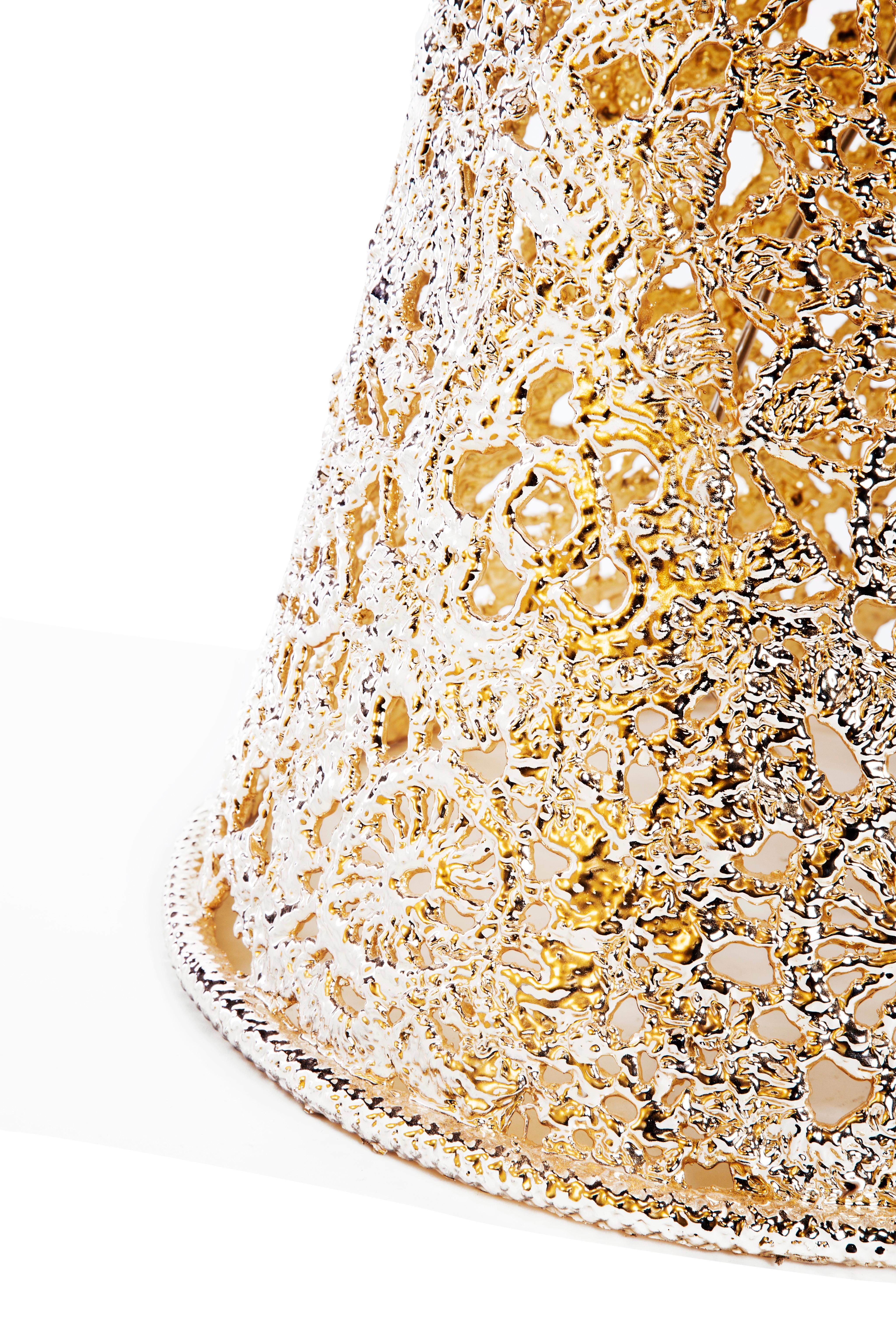 Dutch Gold Blossom, by Marcel Wanders, Crocheted Lamp, 2010, Gold, Edition #2/5 For Sale