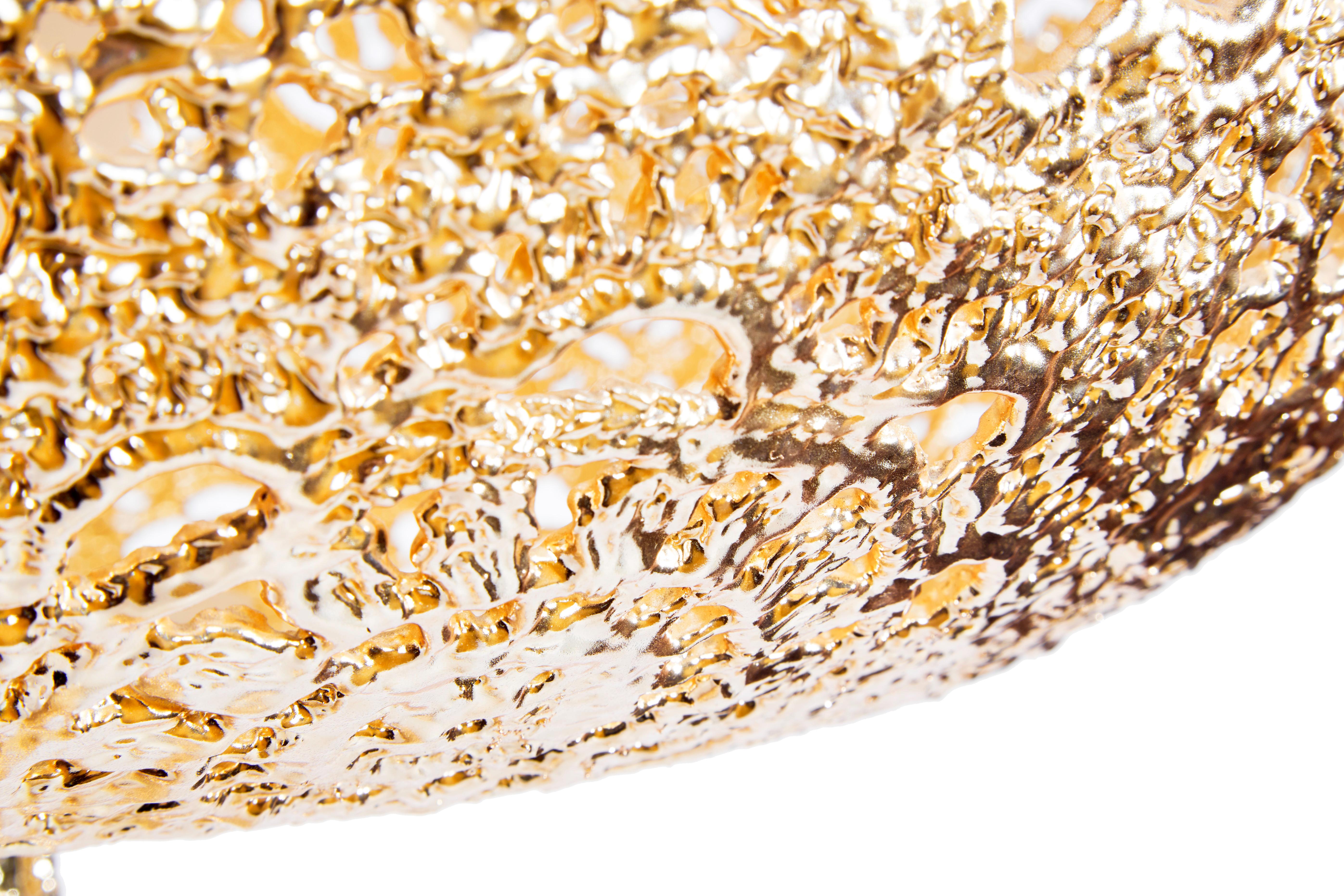 Lacquered Gold Blossom, by Marcel Wanders, Crocheted Lamp, 2010, Gold, Edition #2/5 For Sale