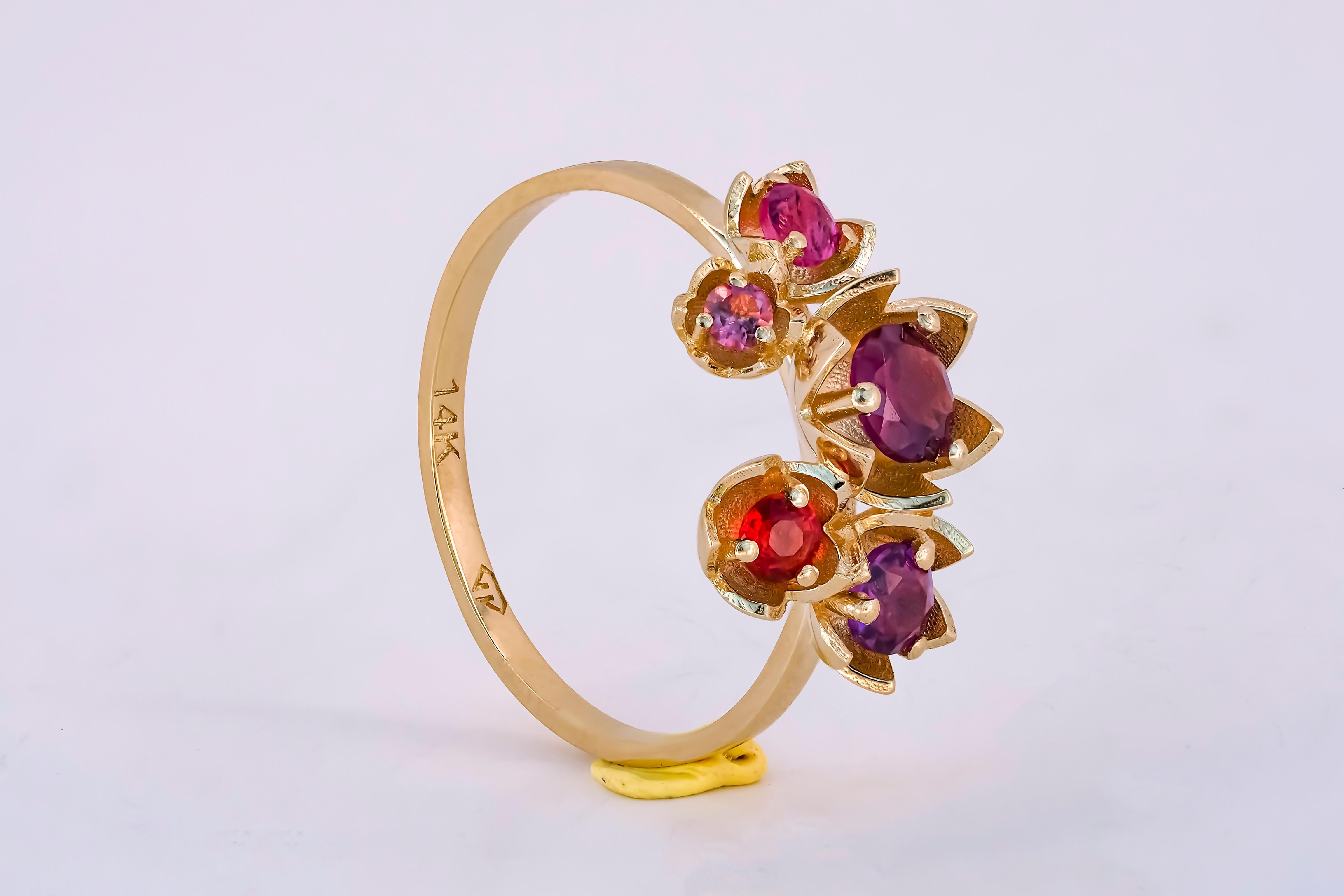 Gold blossom flower ring.  For Sale 1