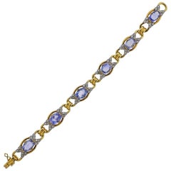 Vintage Gold Blue Gemstone Diamond Bracelet