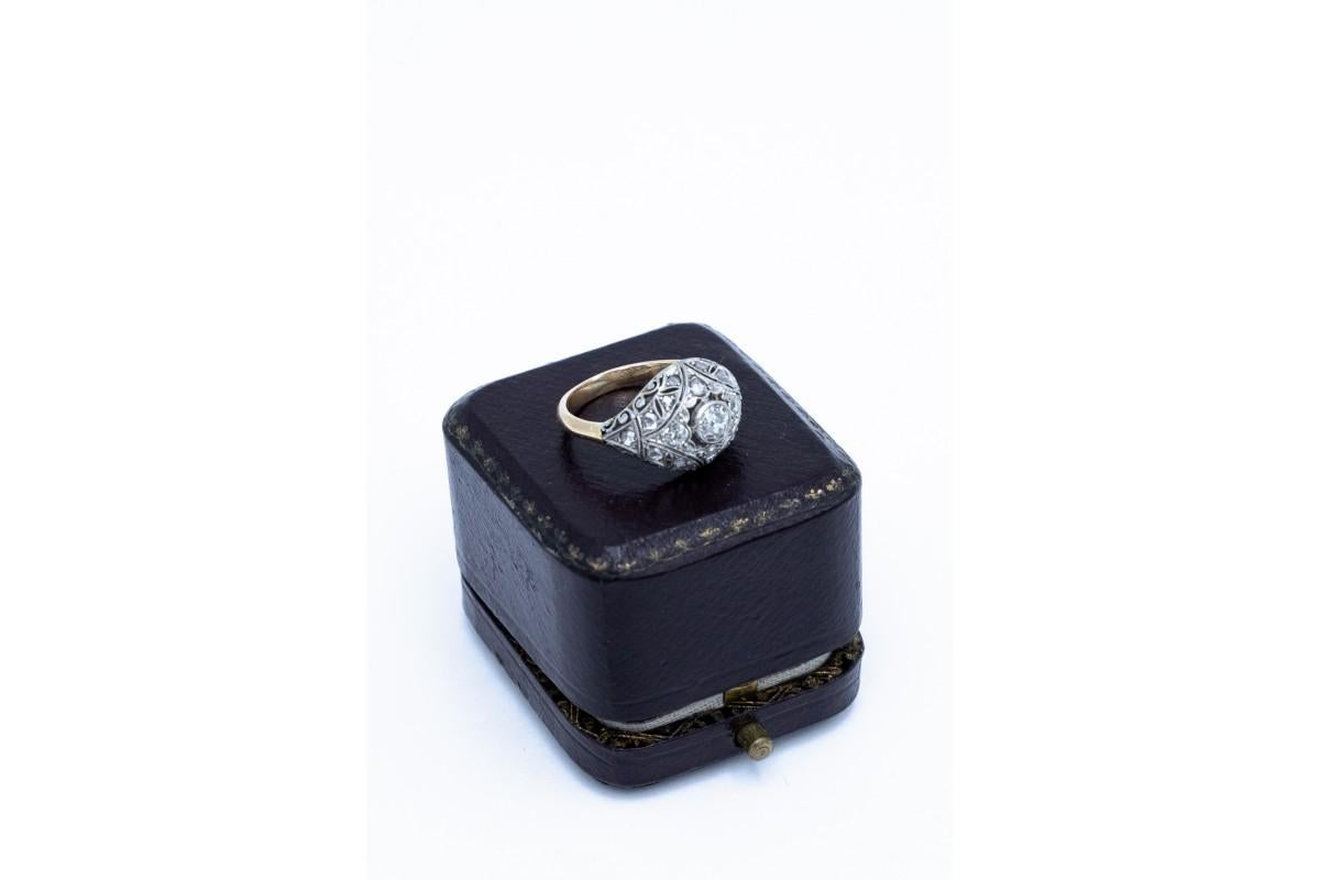 da uomo o donna Anello a bombe in oro con diamanti taglio vecchio da 1,00 ct, anni '40. in vendita