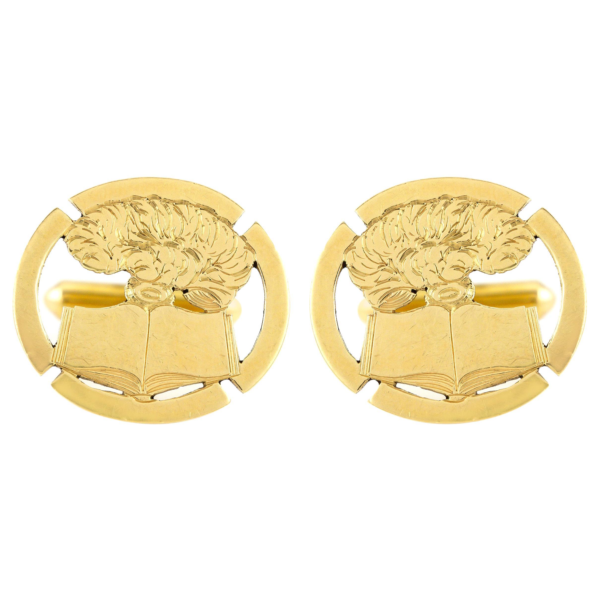 Gold Book Motif Cufflinks