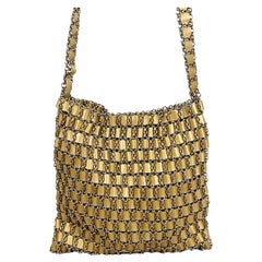 Gold Bottega Veneta Woven Leather & Chain Shoulder Bag