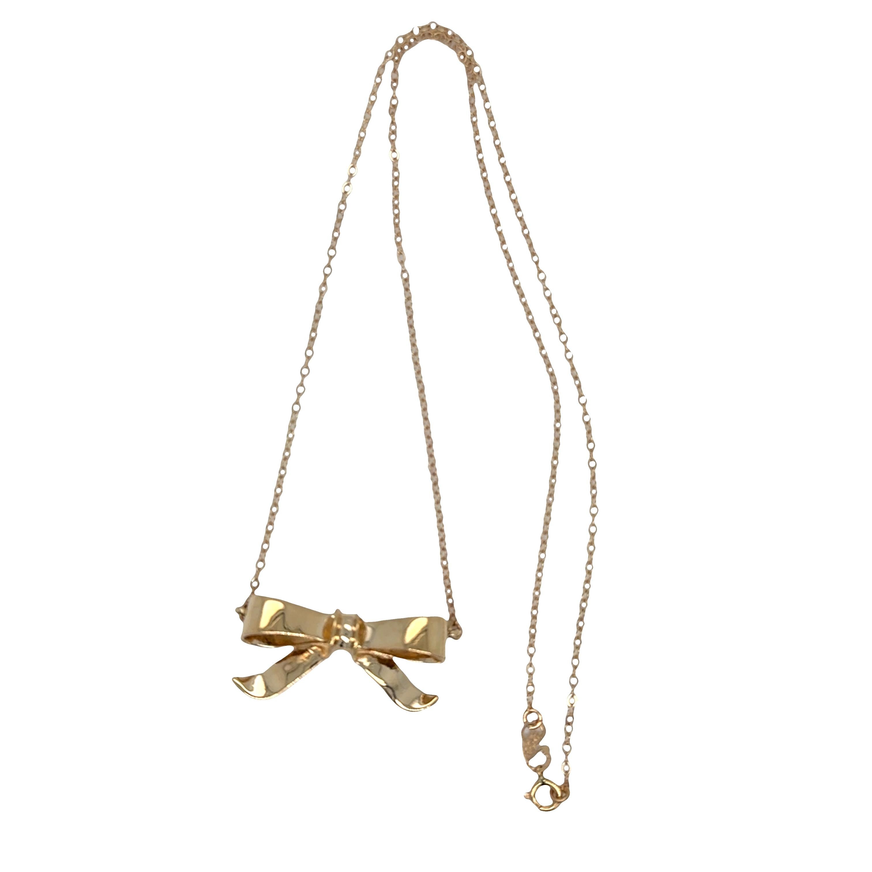Collana con ciondolo a forma di fiocco in oro - Oro giallo 14k in vendita 1
