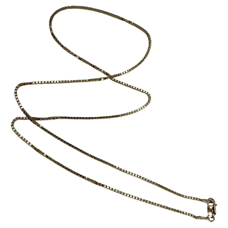 Gold box chain 14 Karat Gold 22" inches long SOLID gold chain For Sale