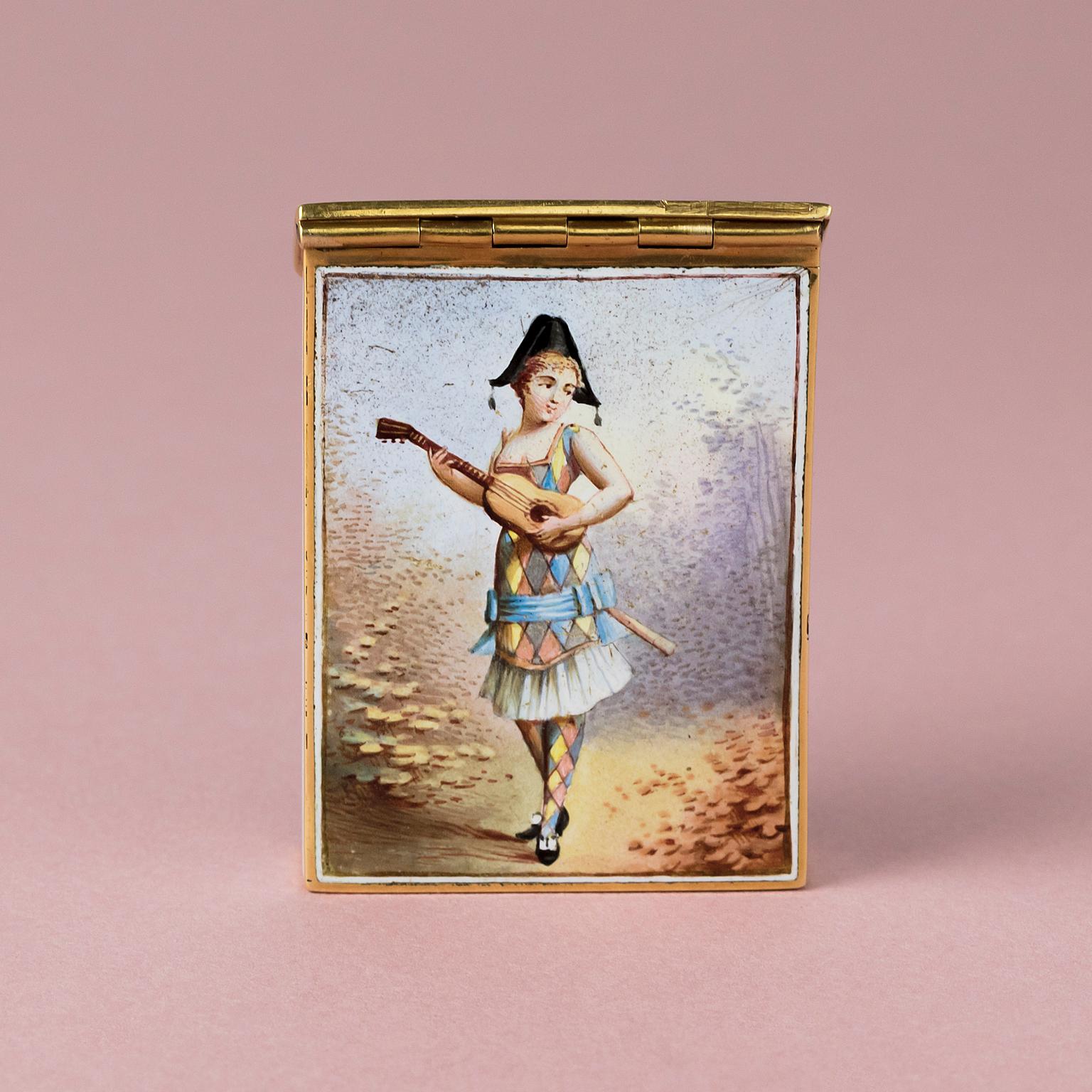 Victorian Gold Box with Commedia Dell'arte Decorations