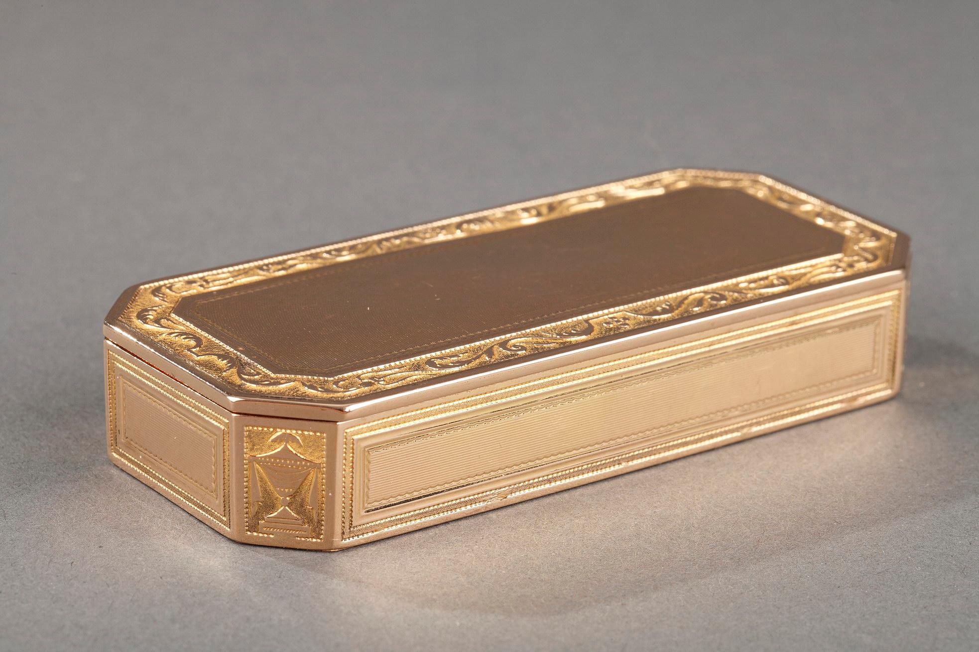 Neoclassical Gold box with cut sides For Sale