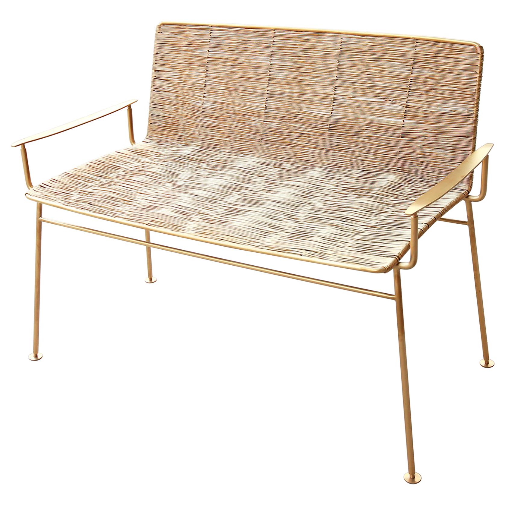 Gold Boy Garden Bench in Gold Titanium Finish, Handmade Edition by Ango For Sale