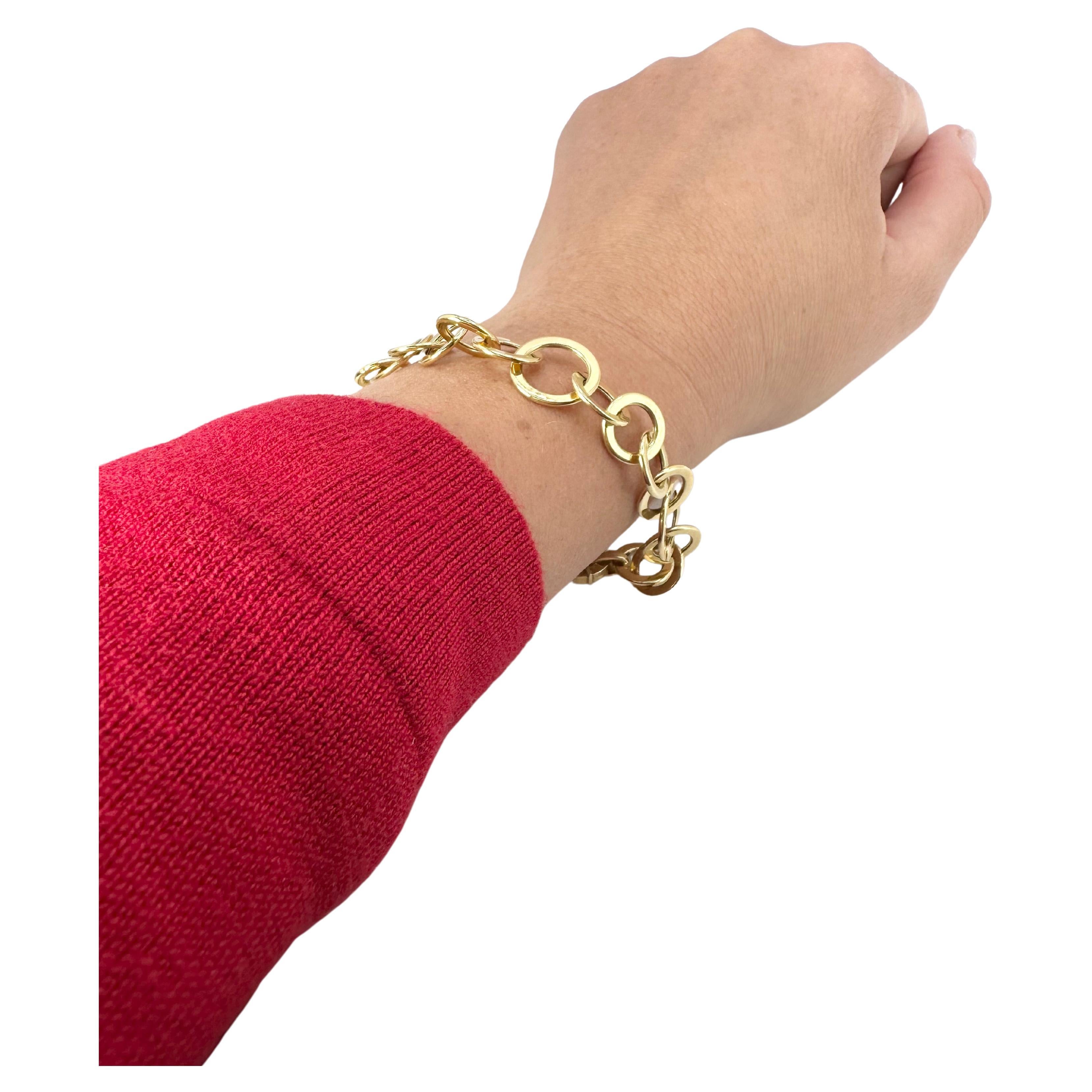 Gold Bracelet Large Links Bracelet 14 Karat Modern Link Bracelet For Sale