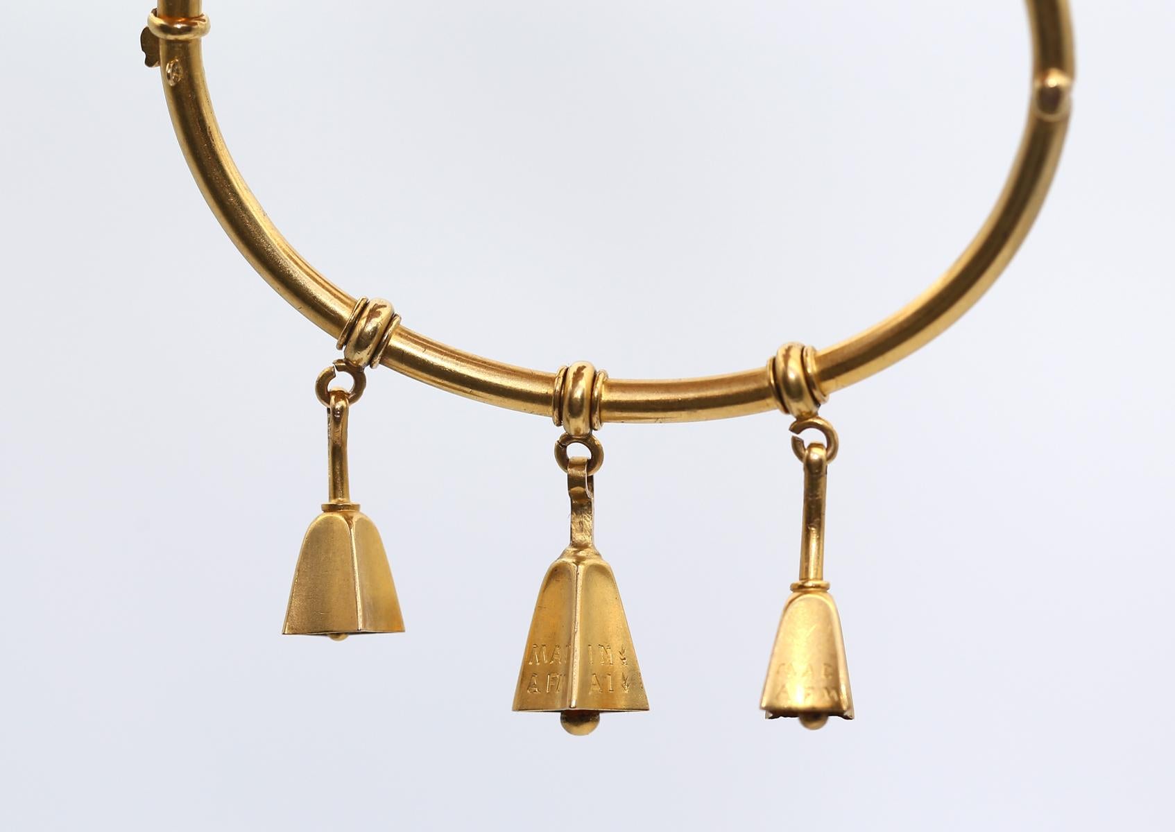 Gold Bracelet Bells Mysterious Inscription, 1860 For Sale 7