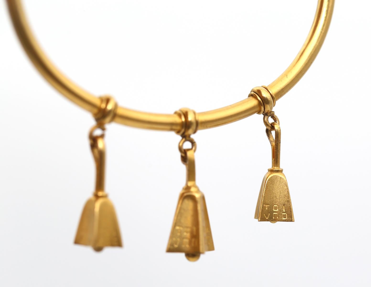 Women's or Men's Gold Bracelet Bells Mysterious Inscription, 1860 For Sale