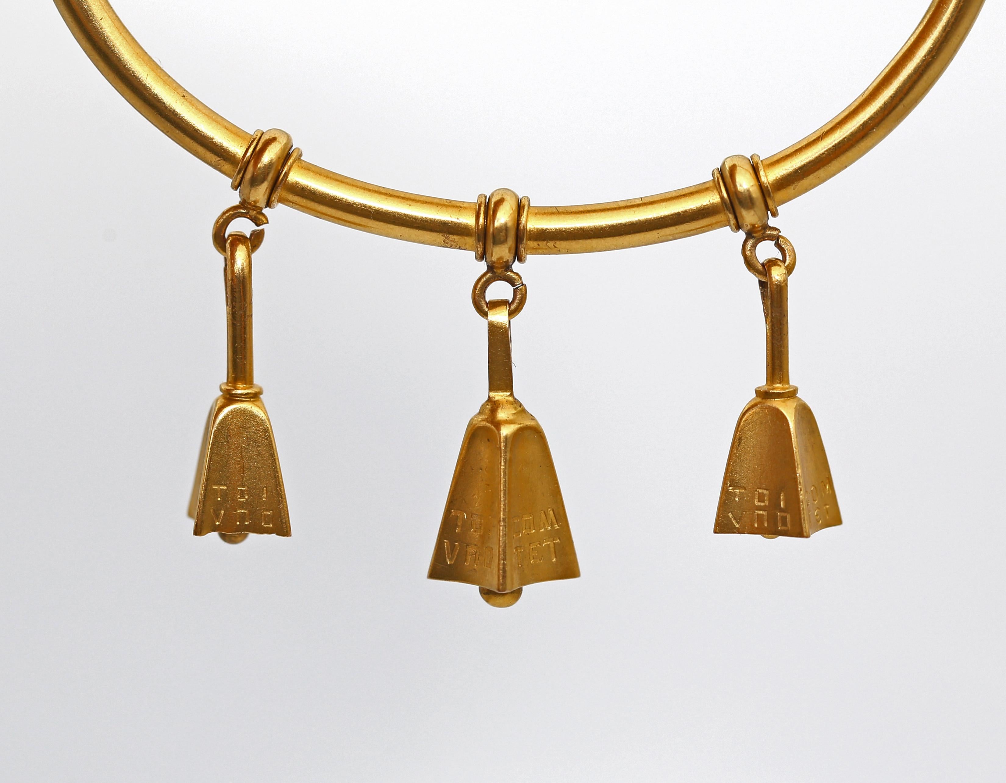 Gold Bracelet Bells Mysterious Inscription, 1860 For Sale 1