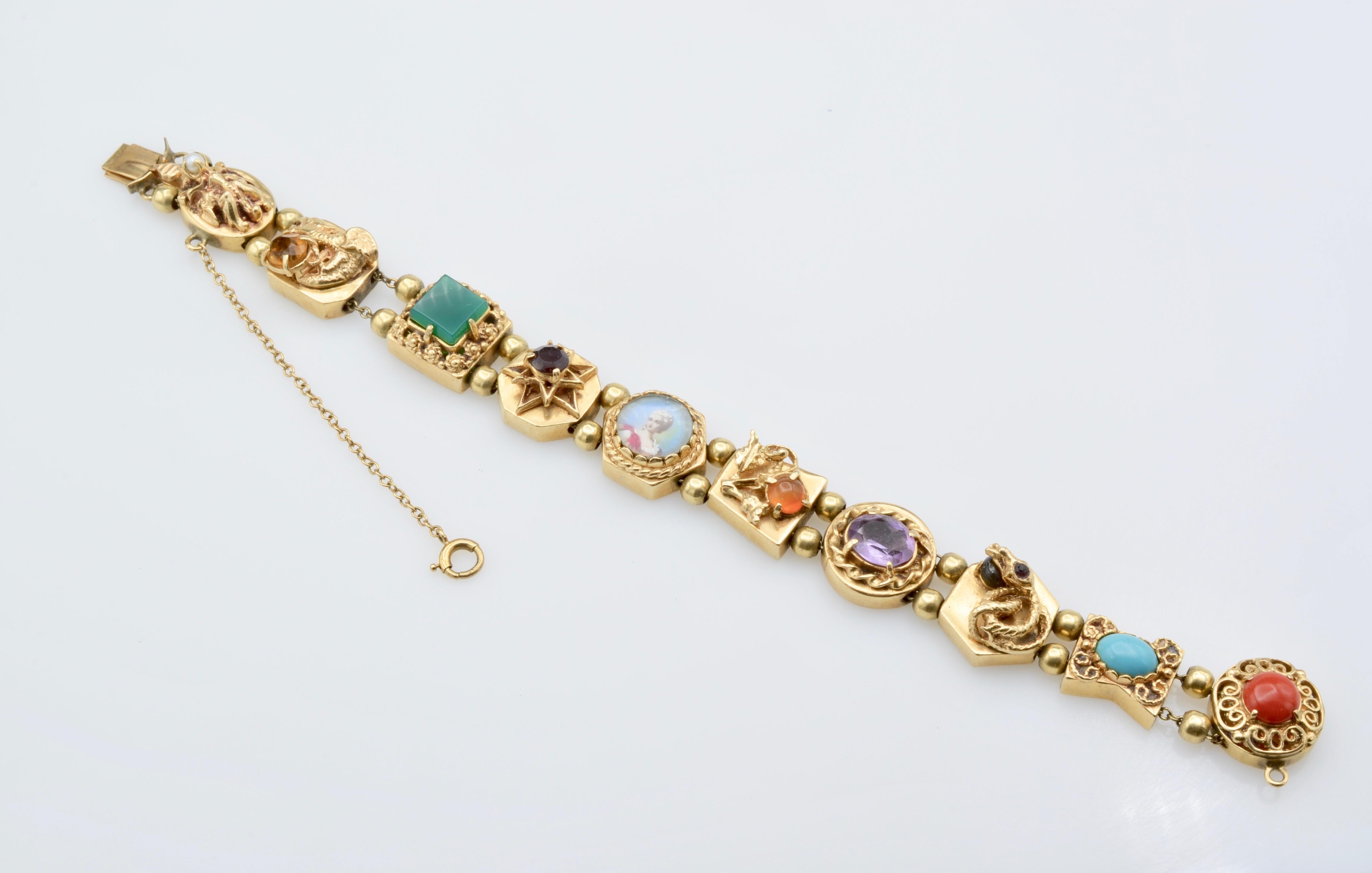 Modernist Gold Bracelet Bohemian Slider 14 Karat