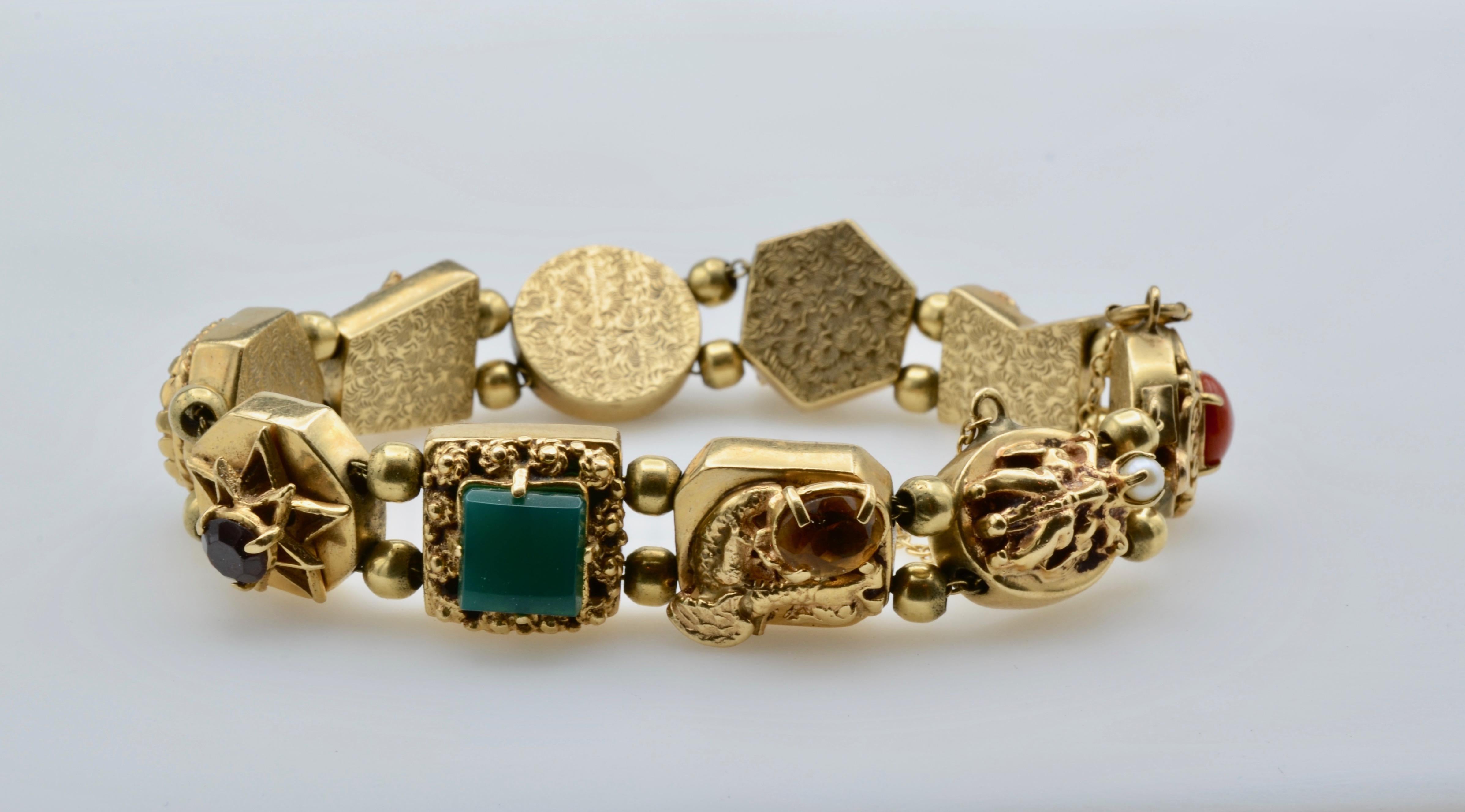 Women's Gold Bracelet Bohemian Slider 14 Karat