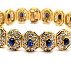 Bracelet with Blue Sapphires & Diamonds in 18 Karat Yellow Gold