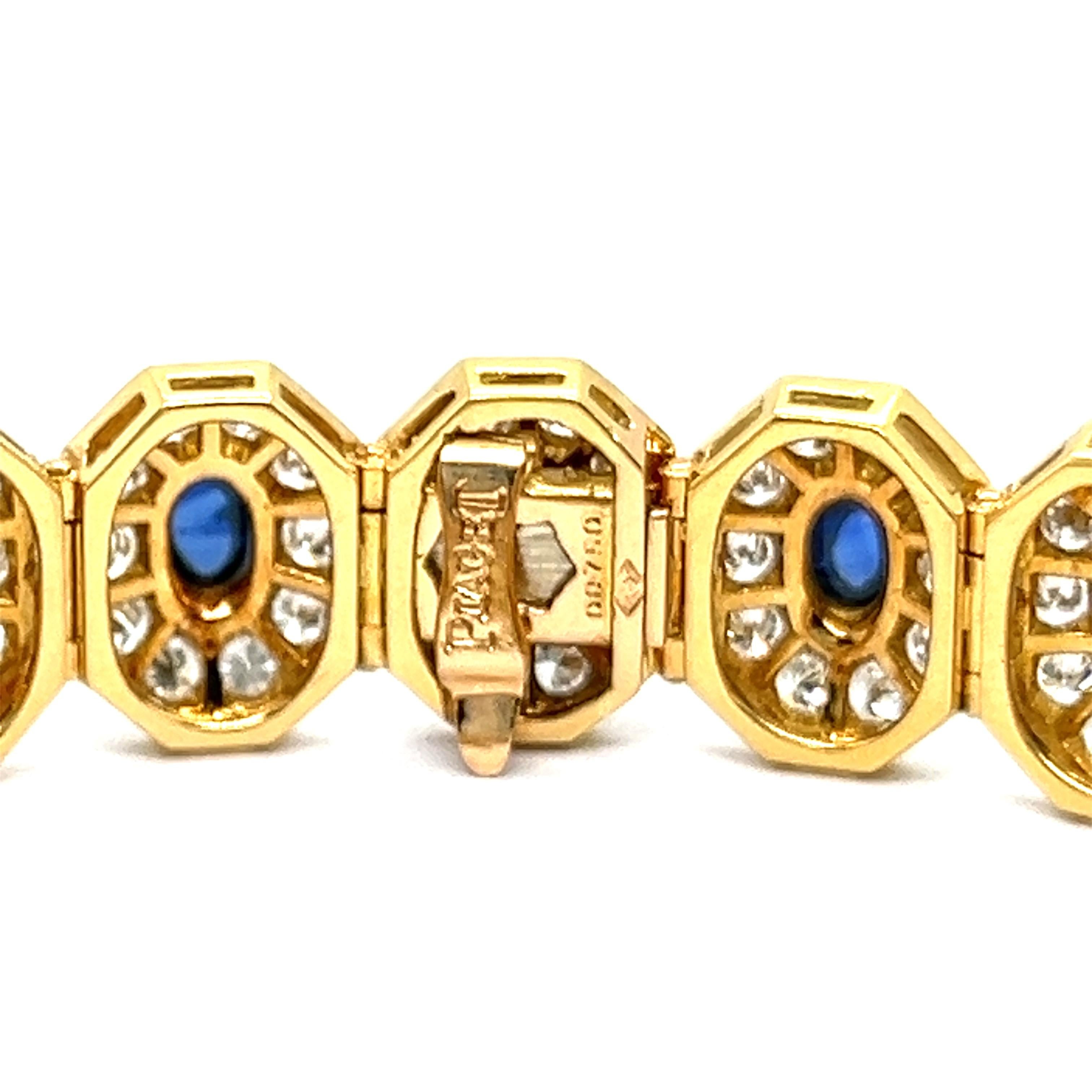 Bracelet with Blue Sapphires & Diamonds in 18 Karat Yellow Gold For Sale 3