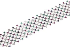 Gold Bracelet with Diamonds, Emeralds, Sapphires and Rubies