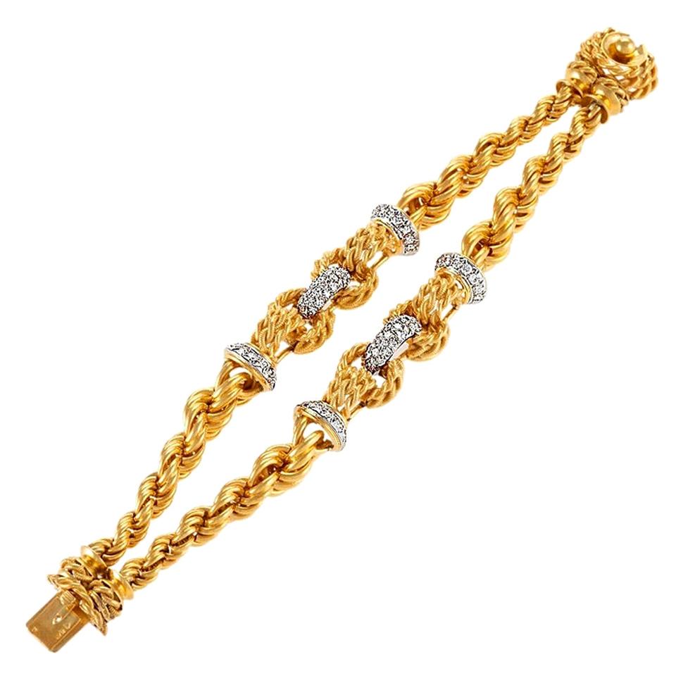 Marianne Ostier Diamond Gold Bracelet For Sale at 1stDibs