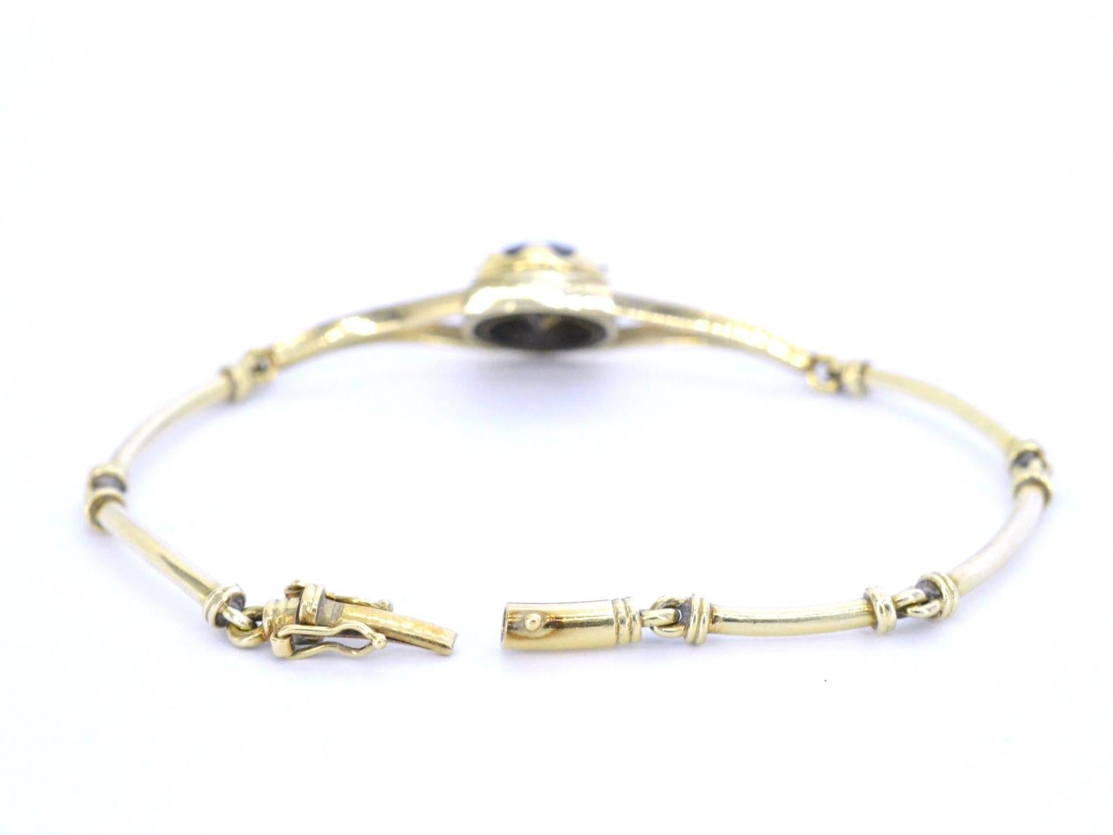 Cabochon Gold Bracelet with Interchangeable Gemstones For Sale