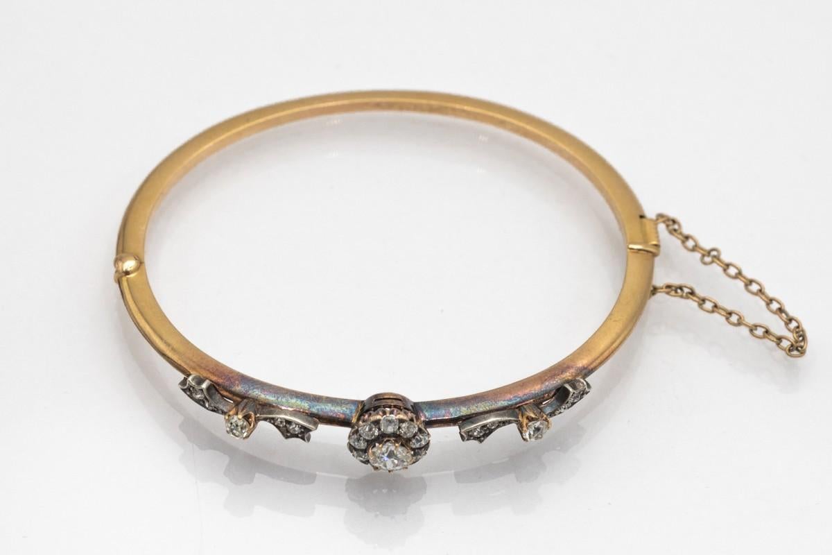 Gold bracelet with Old European cut diamonds 1.40ct. In Good Condition For Sale In Chorzów, PL