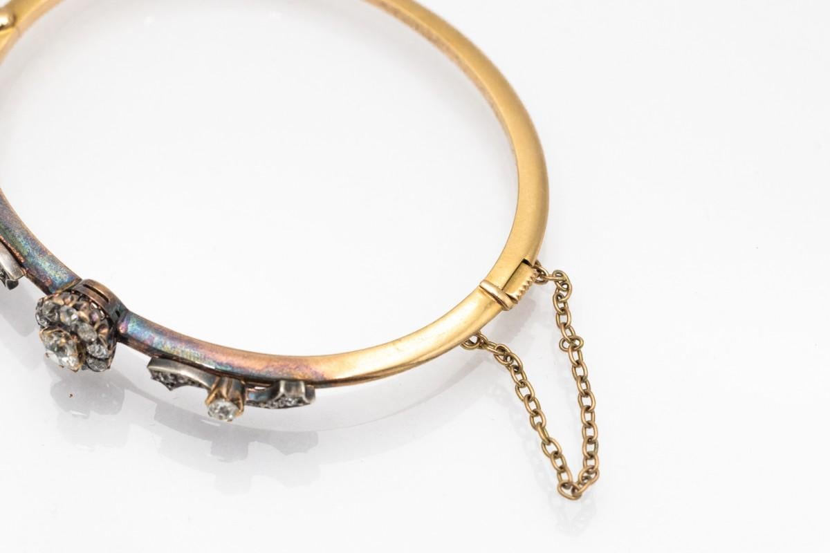 Women's or Men's Gold bracelet with Old European cut diamonds 1.40ct. For Sale