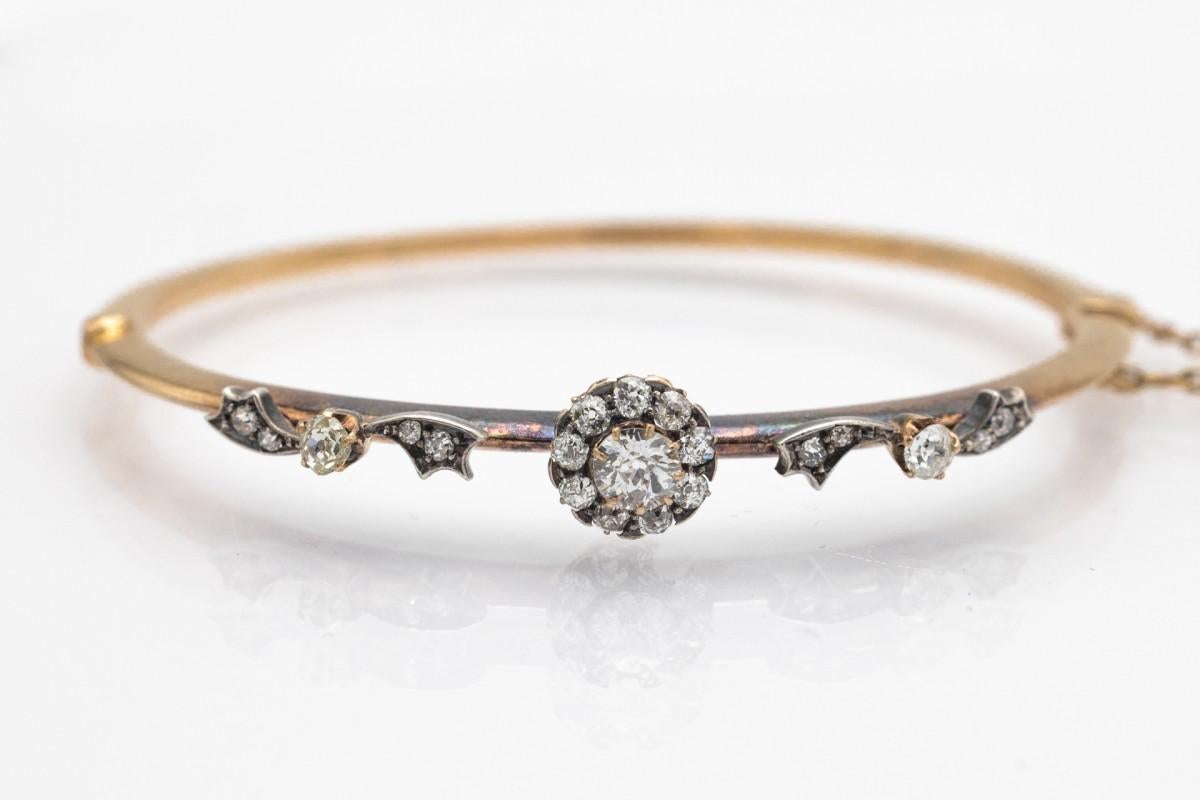 Gold bracelet with Old European cut diamonds 1.40ct. For Sale 1