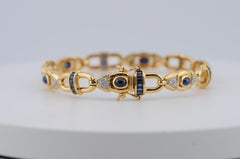 Goldarmband mit Saphir Cabochon und Diamanten 18k Gold YG