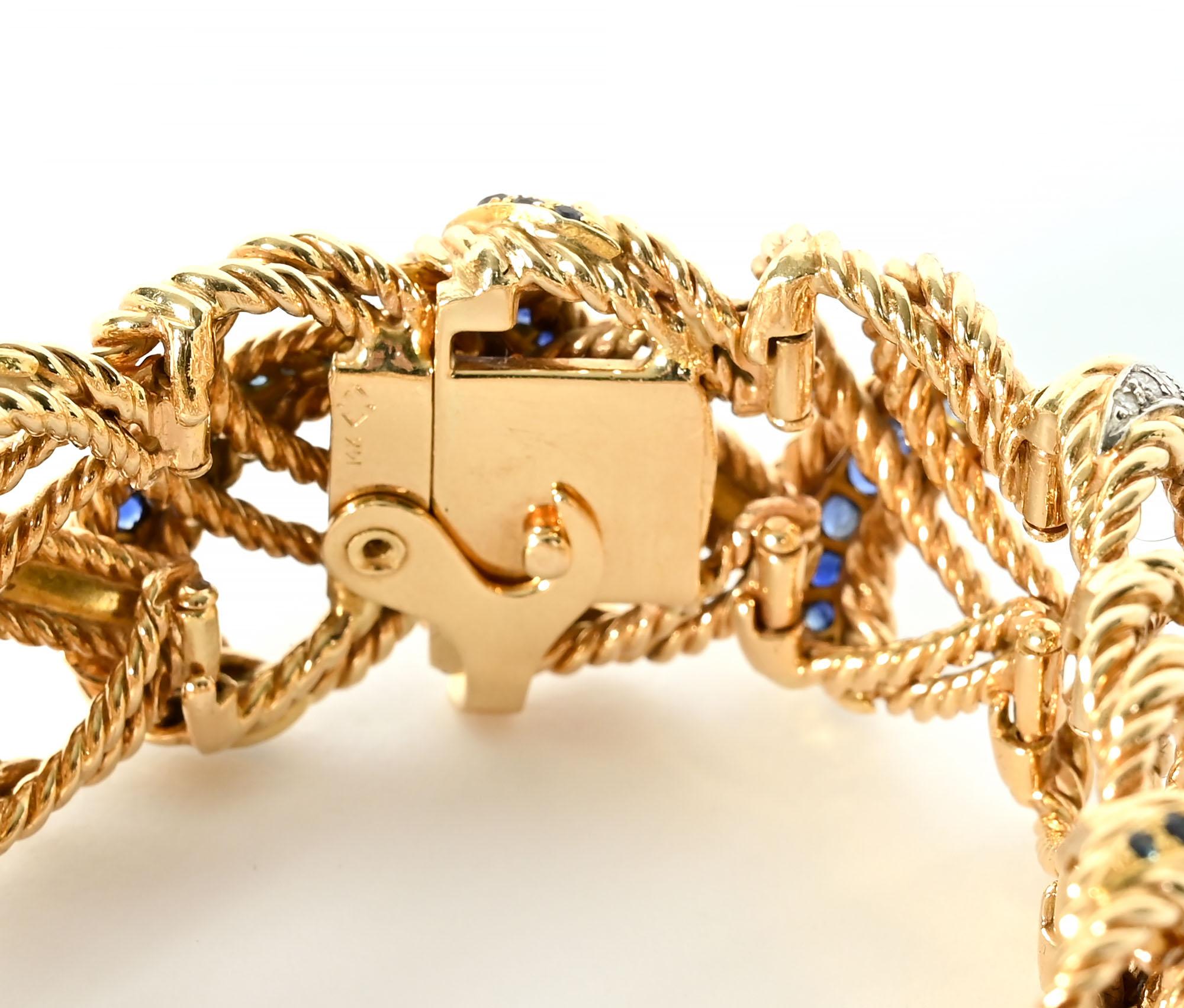 Femenino o masculino Pulsera de Oro con Zafiros y Diamantes en venta
