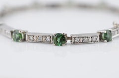 Gold Bracelet with Tourmalines and Diamonds Elegant Design 14k White Gold
