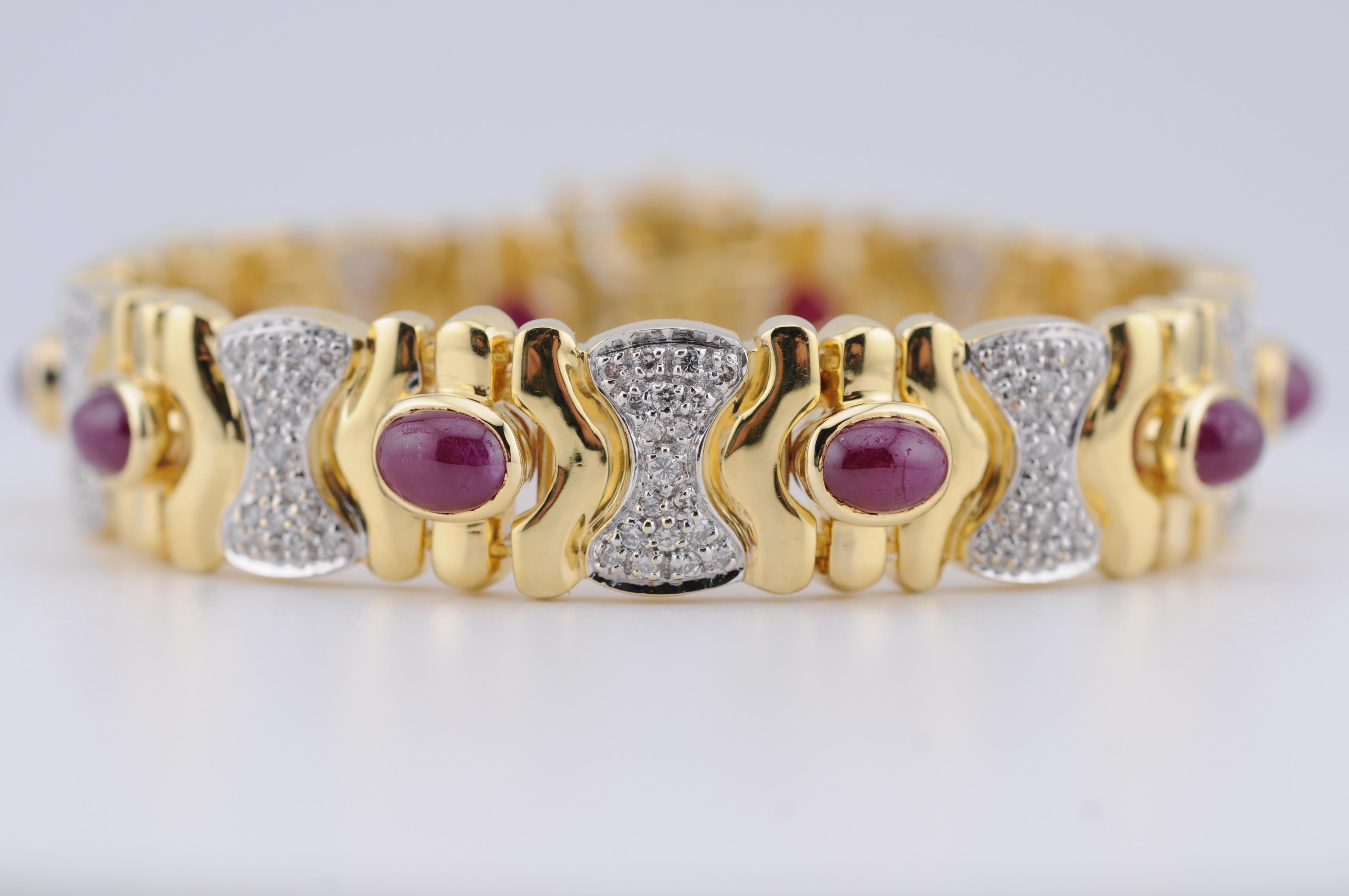 Estetismo Bracciale in oro con elementi e diamanti in oro bianco e rubini 18k in vendita