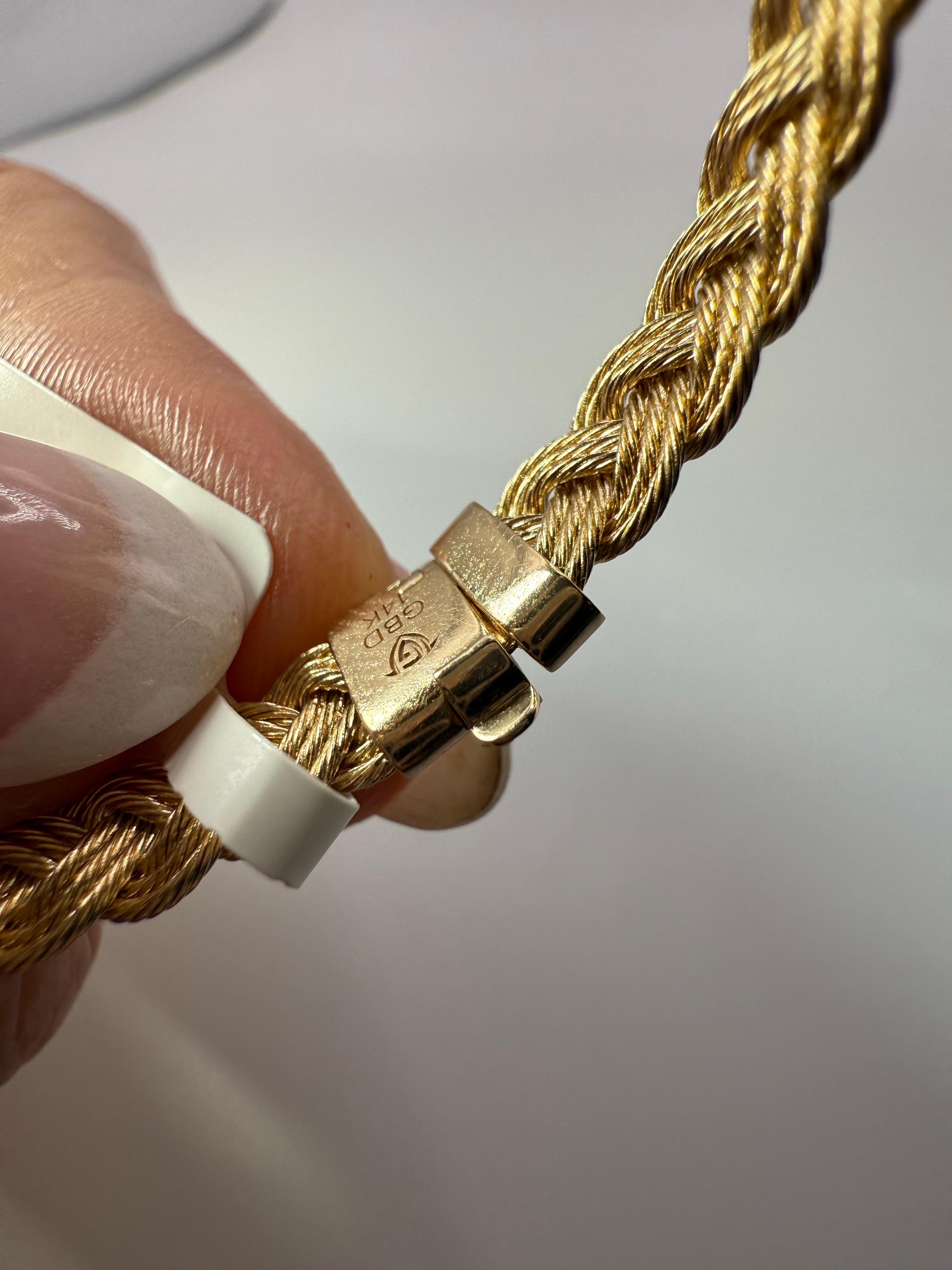Gold Geflochtenes Armband 14KT Gold Vintage-Armband im Zustand „Hervorragend“ im Angebot in Jupiter, FL