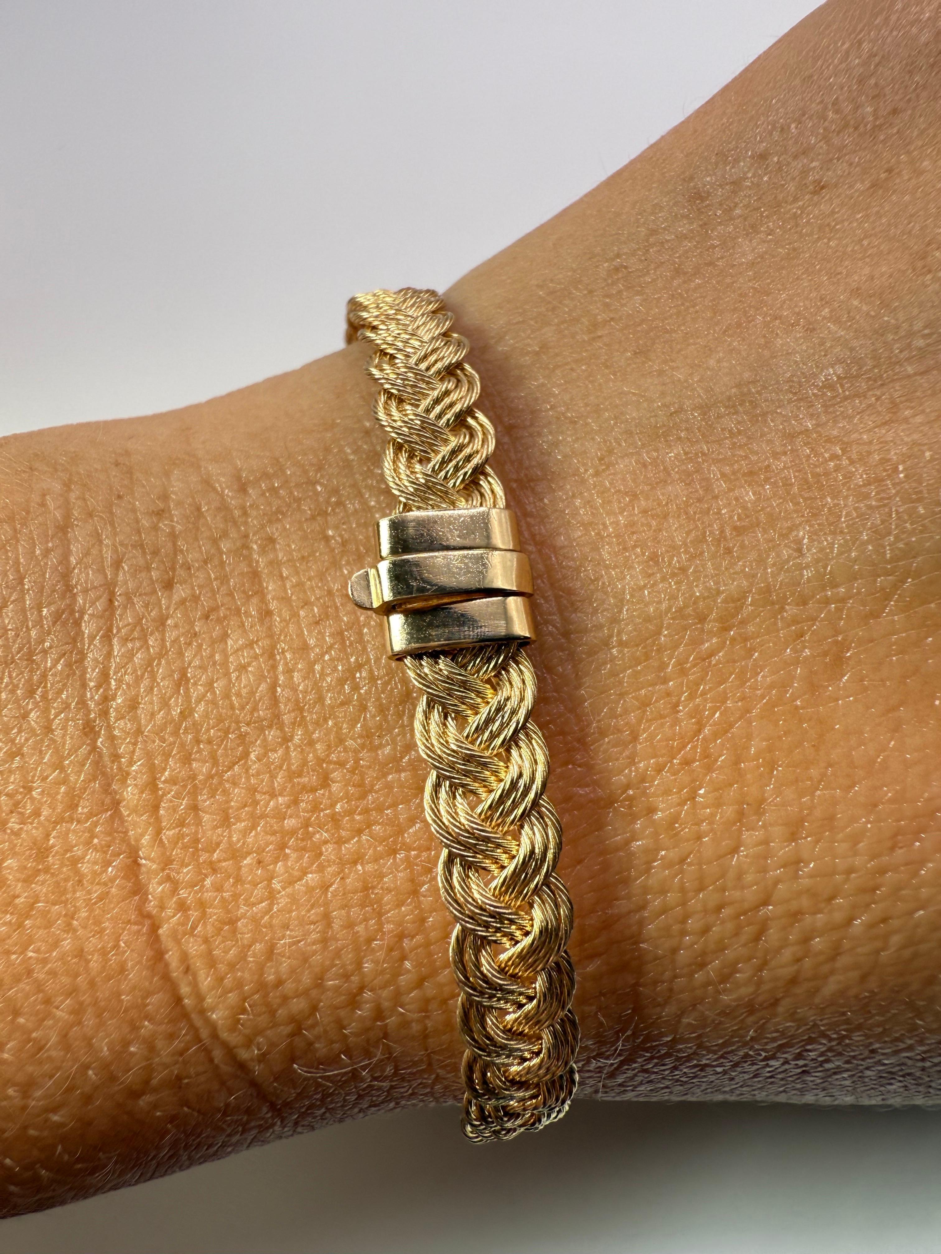Gold Geflochtenes Armband 14KT Gold Vintage-Armband für Damen oder Herren im Angebot