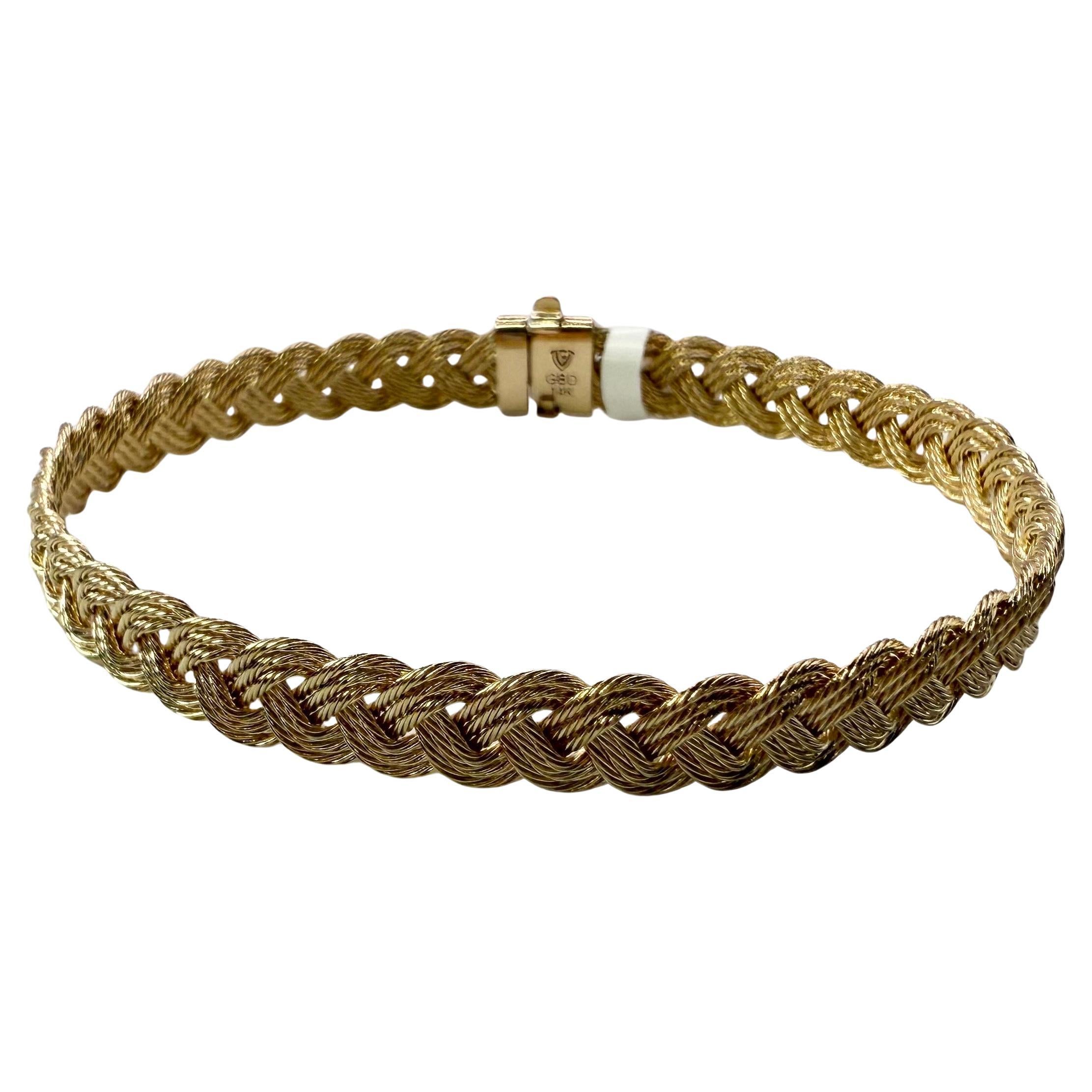 Gold Braided bracelet 14KT gold vintage bracelet