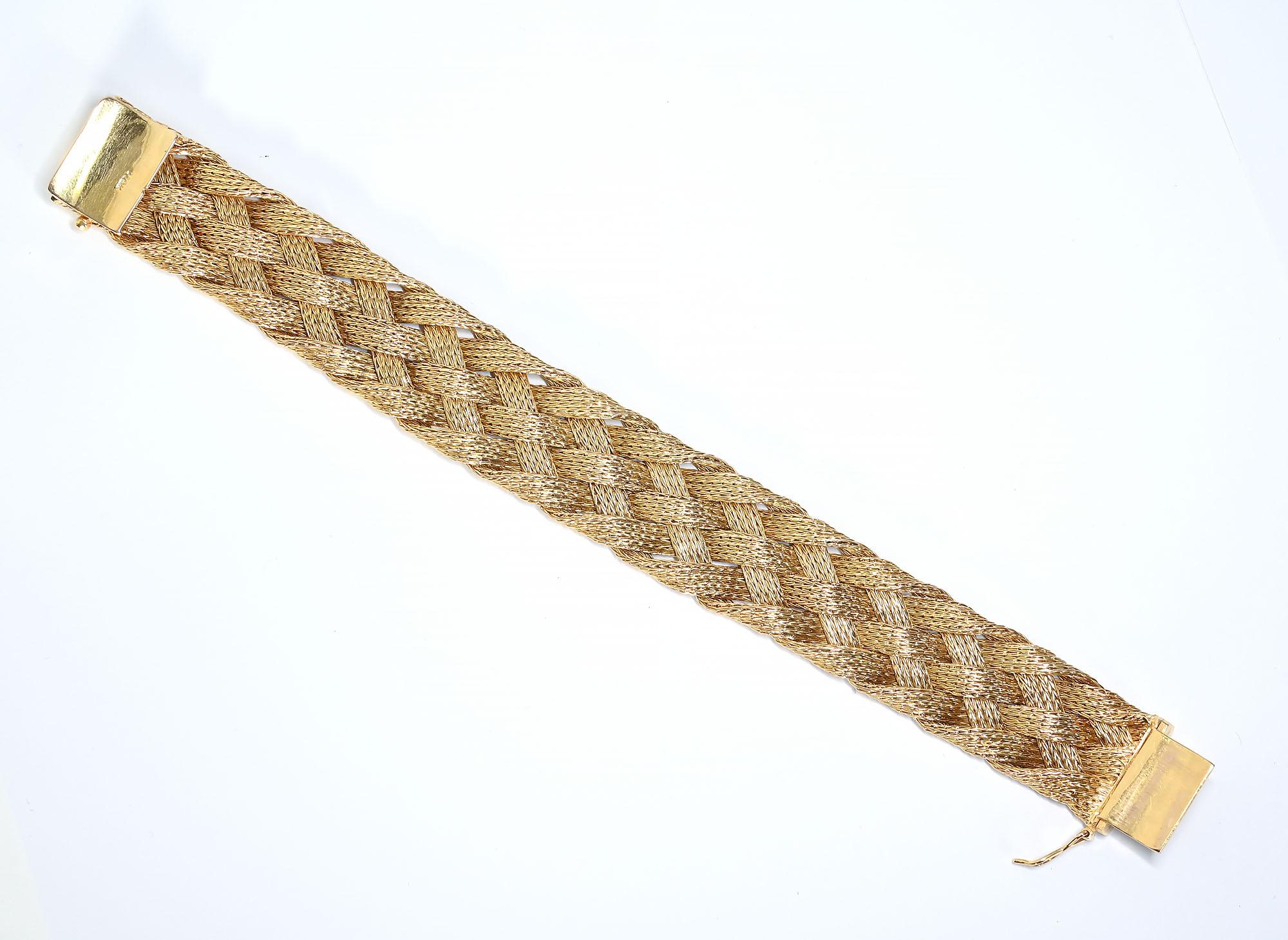 Modern Gold Braided Bracelet For Sale