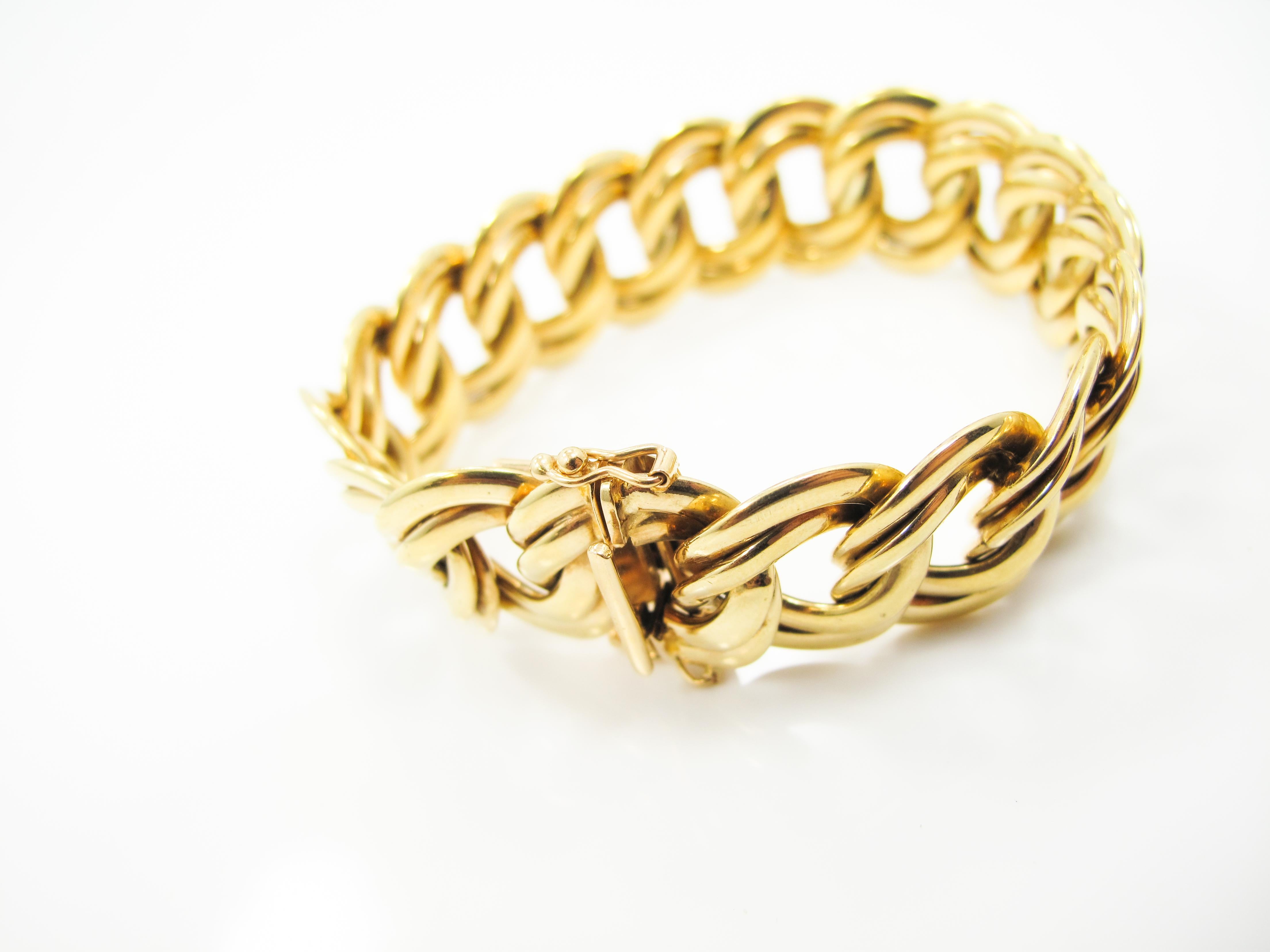 Gold Braided Double Loop Bracelet In Good Condition In Chicago, IL