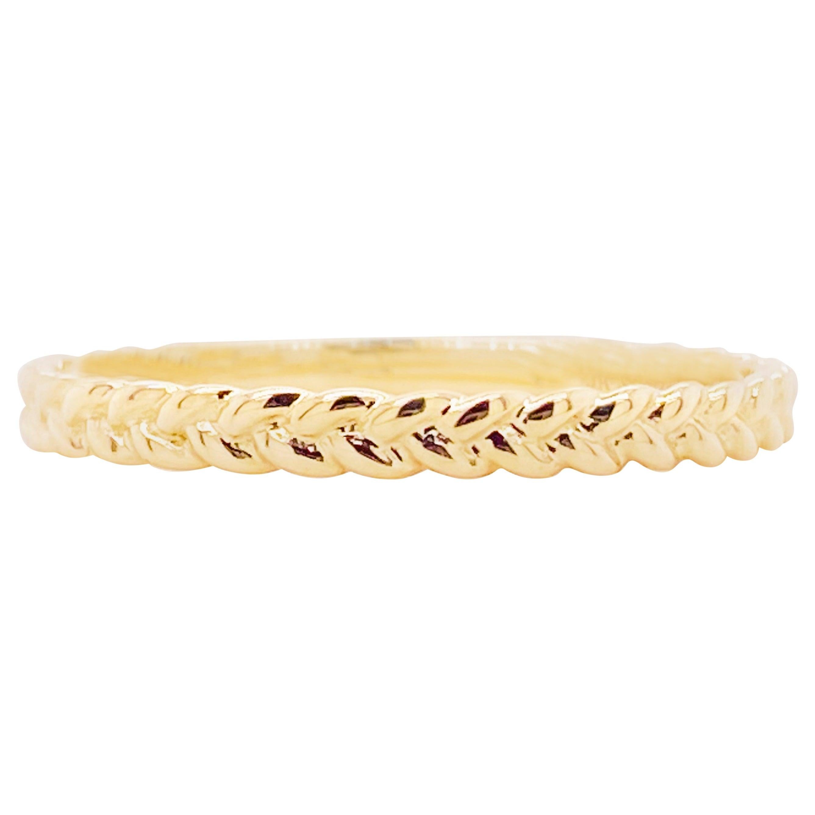 Gold Braided Ring, 14 Karat Yellow Gold Braided Stackable Band, LR4910CY4JJJ