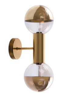 Golden Sputnik Wall Sconce Glass & Brass by Motoko Ishii, Staff, Germany, 1970s